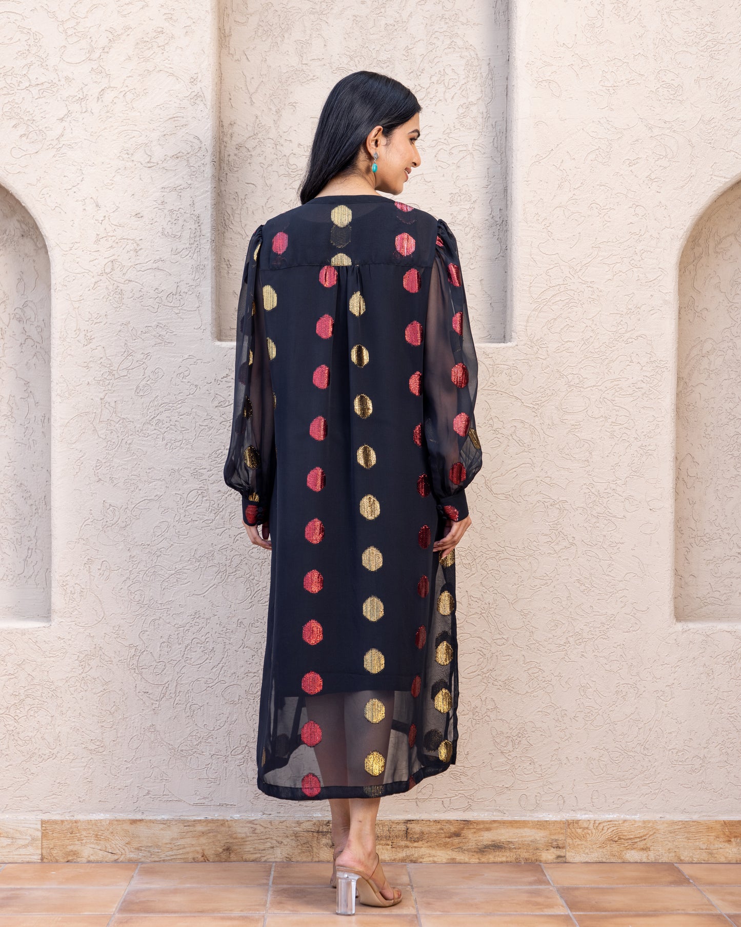 Imported Sparking Brocade Dots Dress with Inner