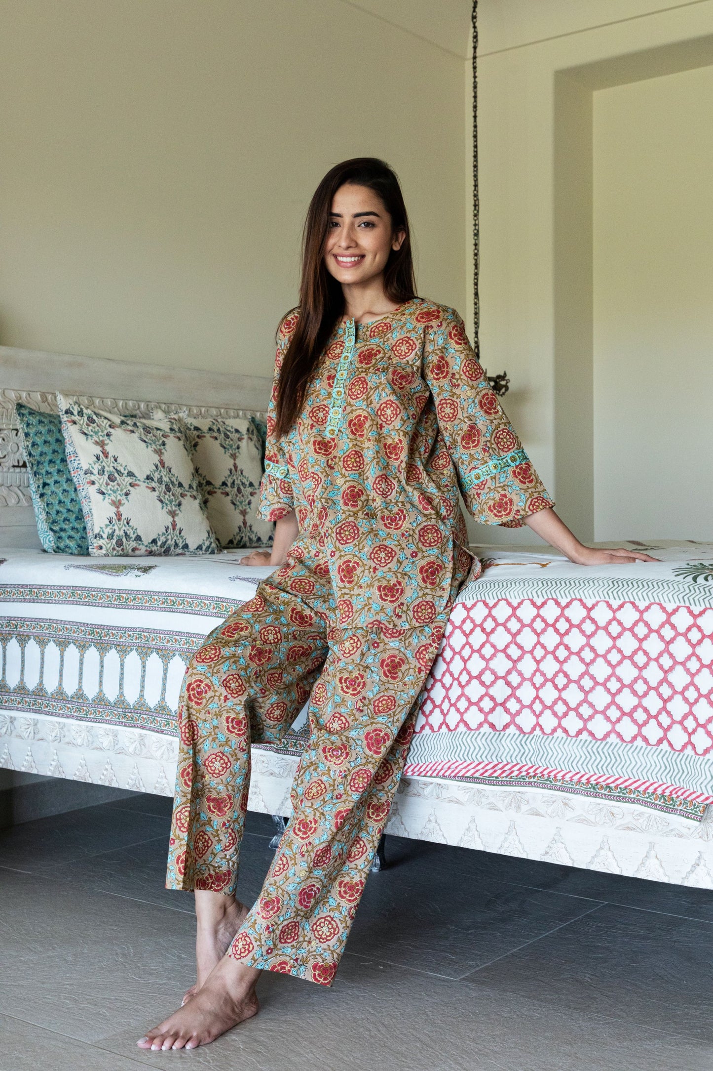 Tortilla Brown Loungewear Kurta and Pyjama