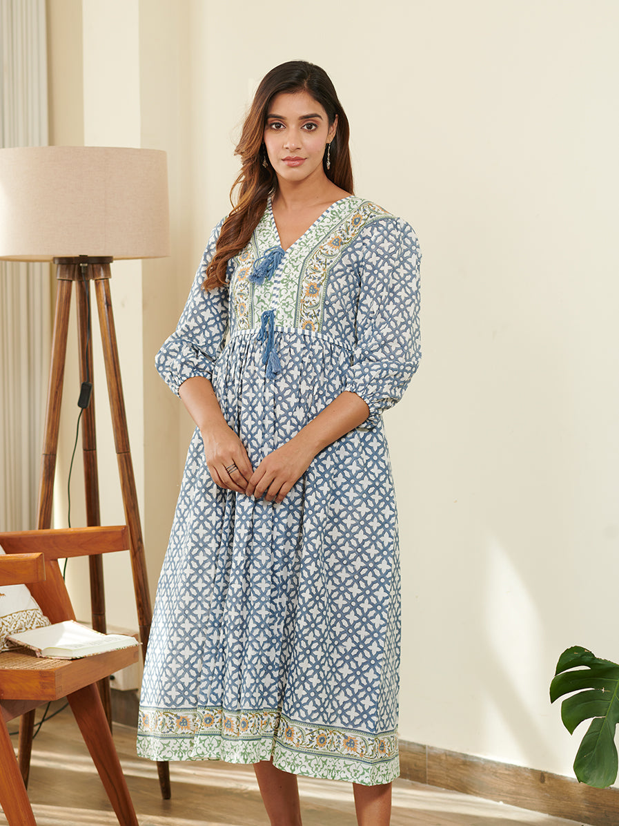 Tarang Jharokha Jaal Block Print Dress
