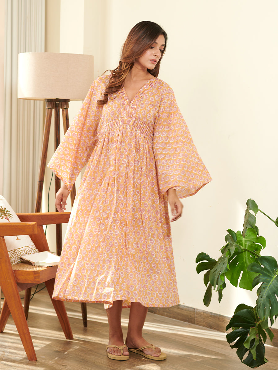 Jhumka Flowy Hand Block Printed Dress