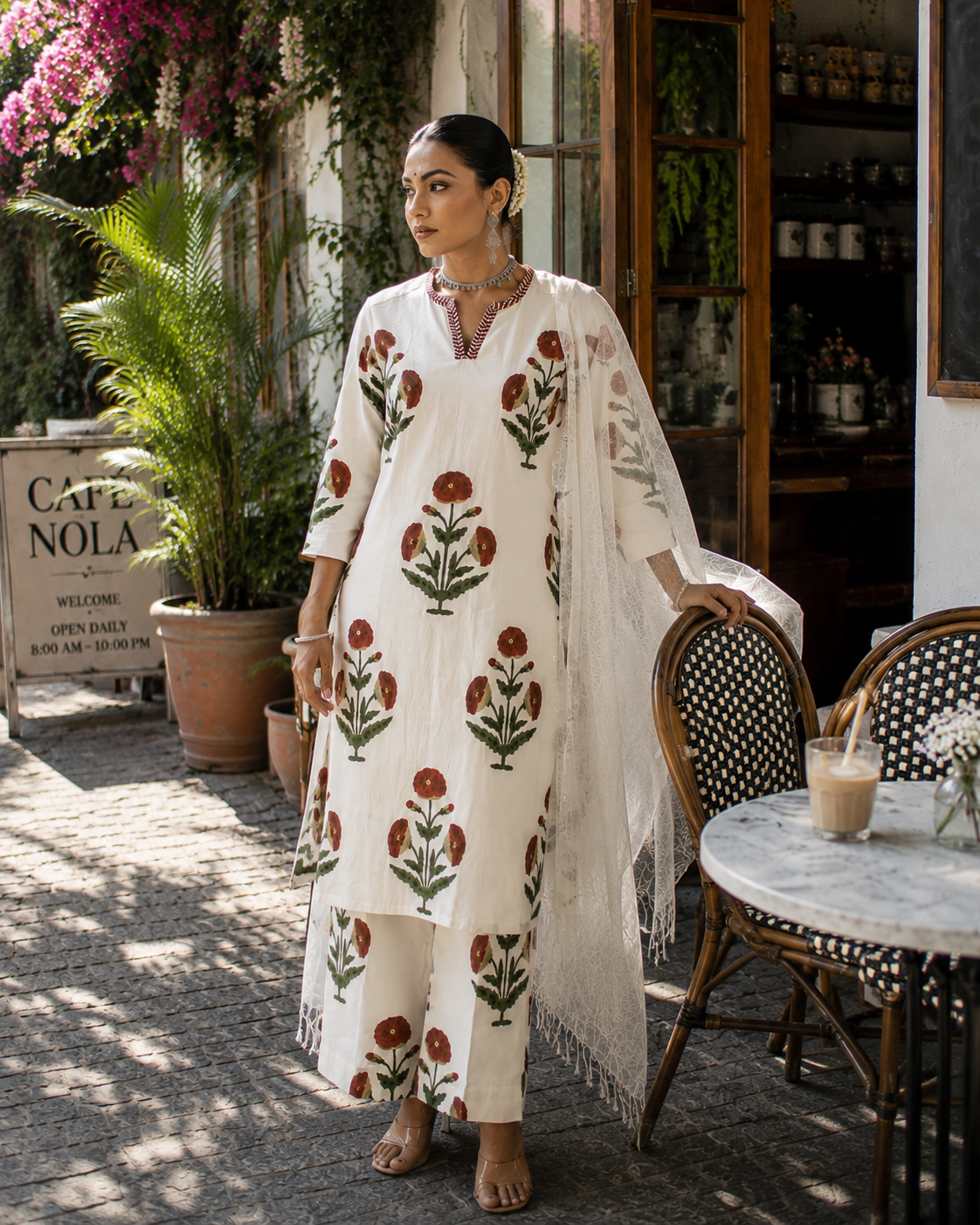 Zahra Hand Block Print 3 Piece Cotton Kurta Set