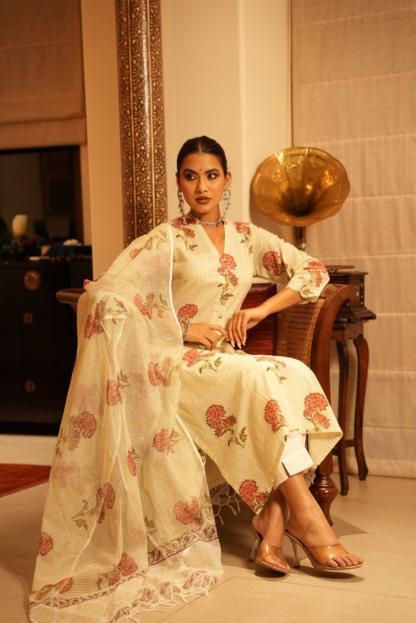 Gul hand block print kurta and dupatta