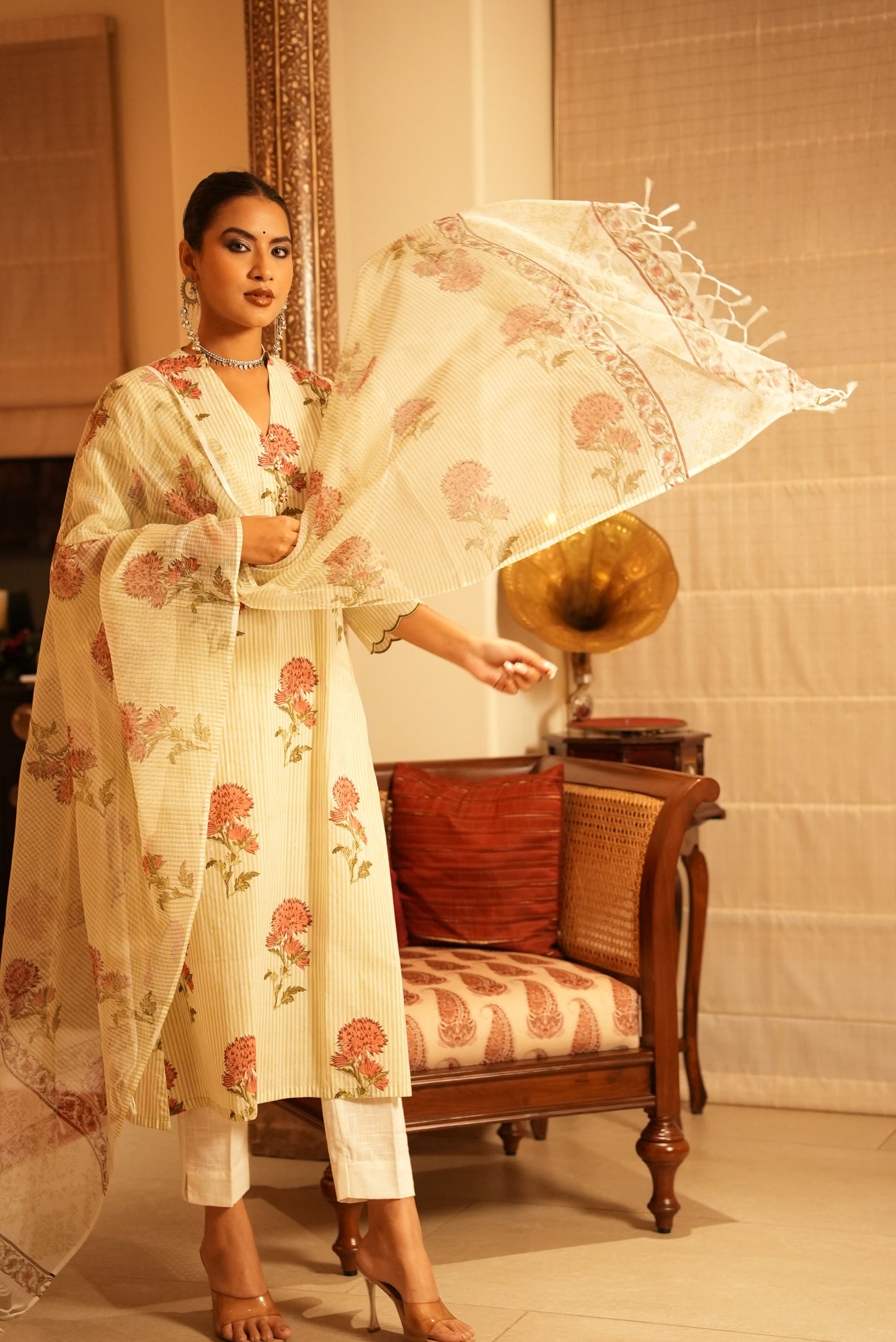 Gul hand block print kurta and dupatta