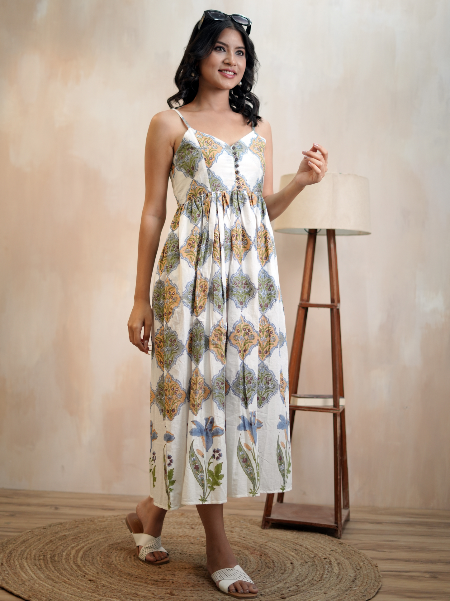 Uttara Mughal Buta Jaal Spaghetti Dress