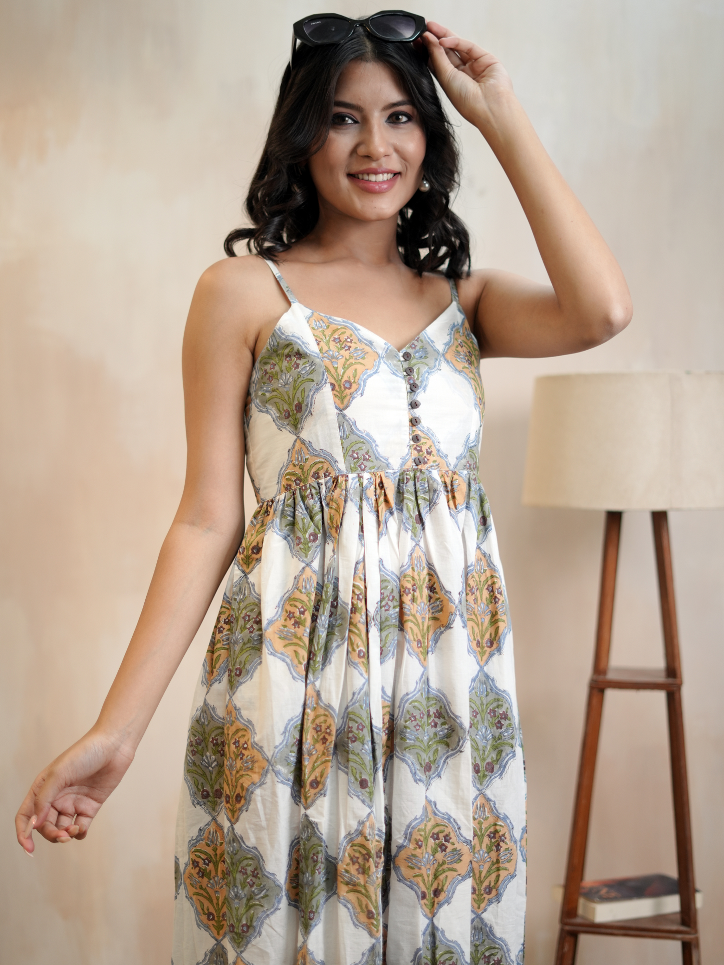 Uttara Mughal Buta Jaal Spaghetti Dress