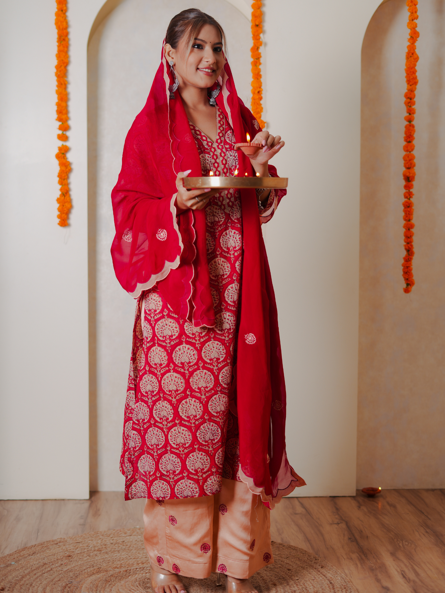 Fitoor Mughal Buta Print Embroidered Buti Kurta Set