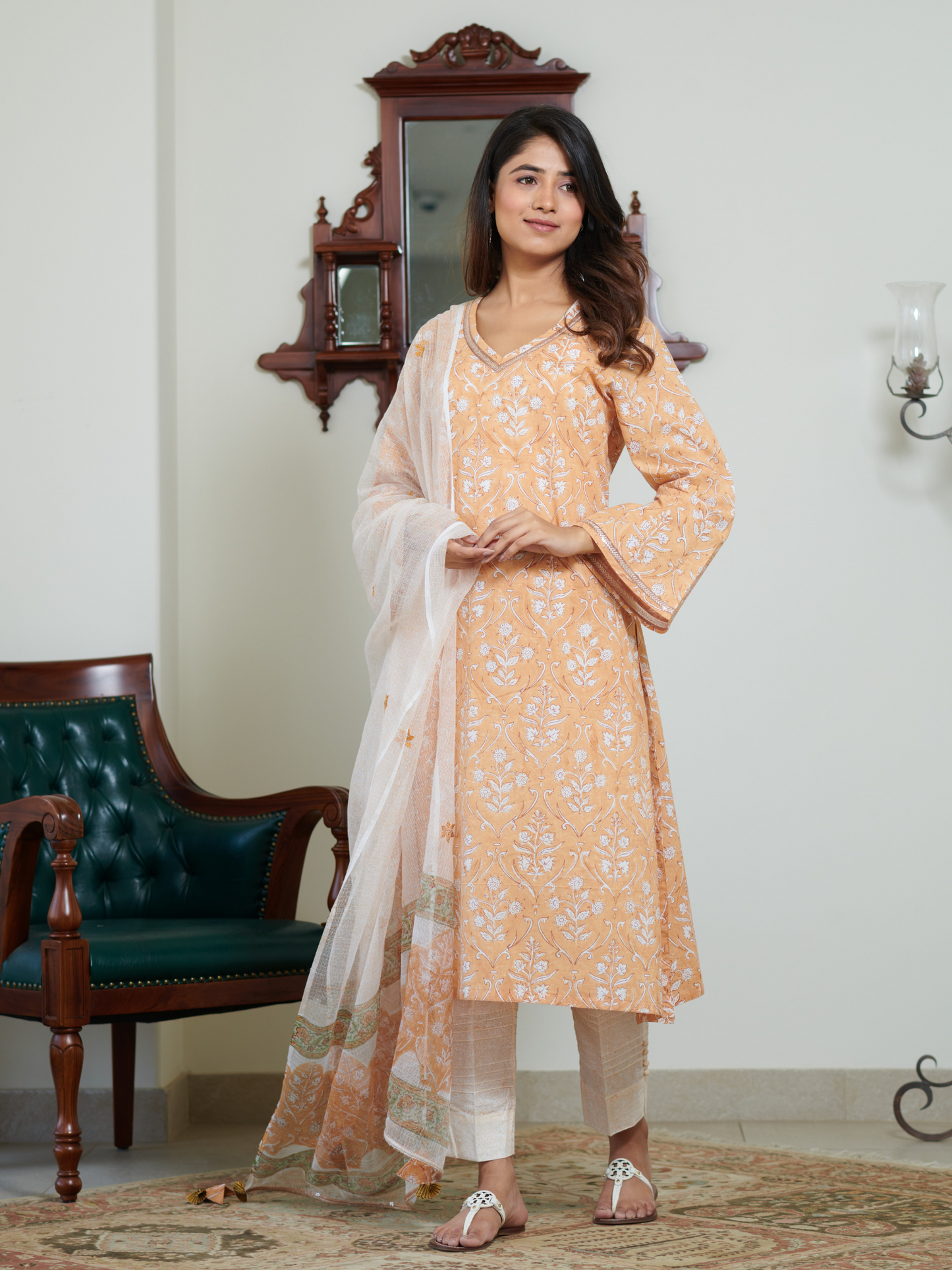 Saanvi Pastel Peach Buti Kurta Set