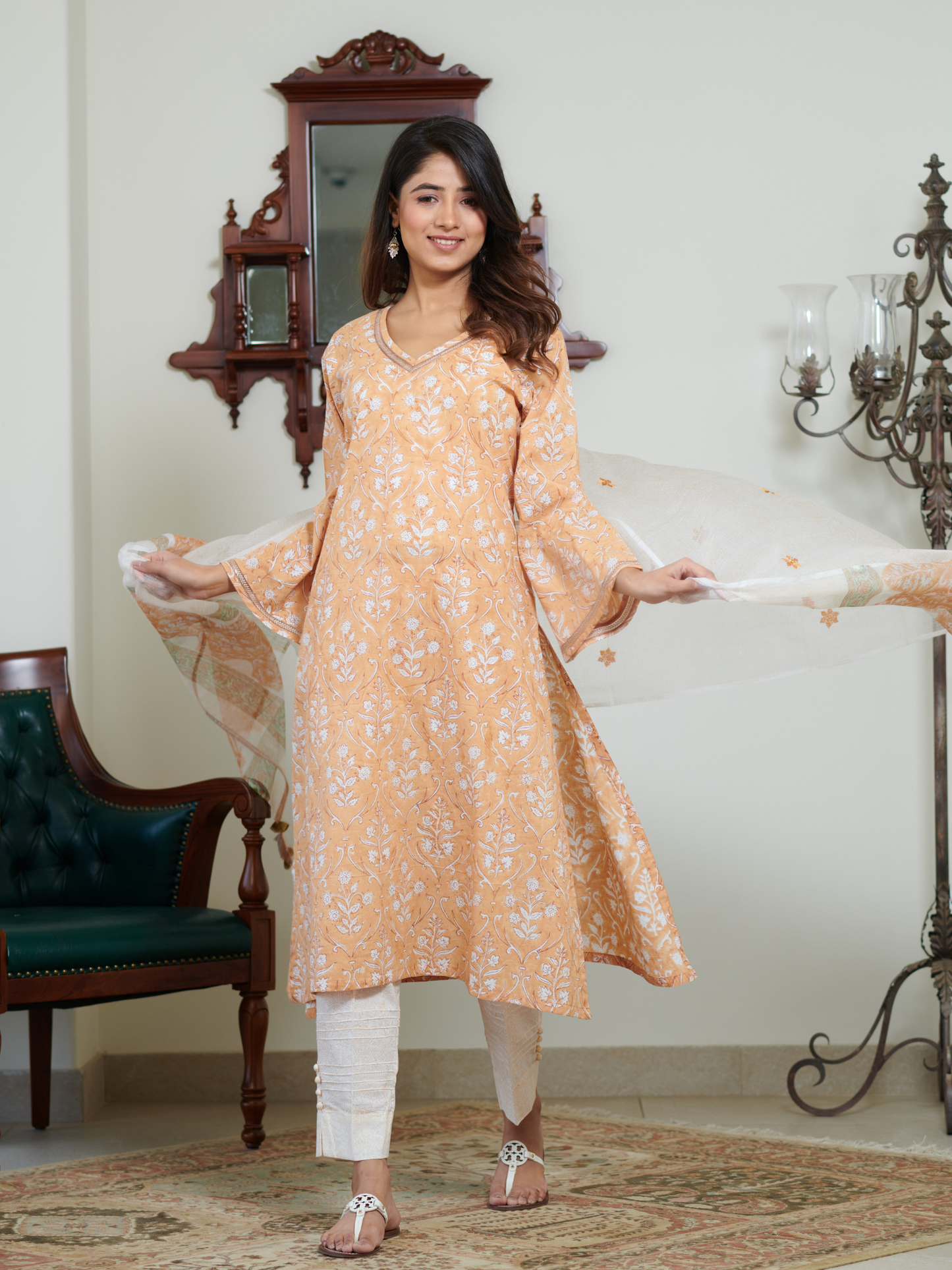 Saanvi Pastel Peach Buti Kurta Set
