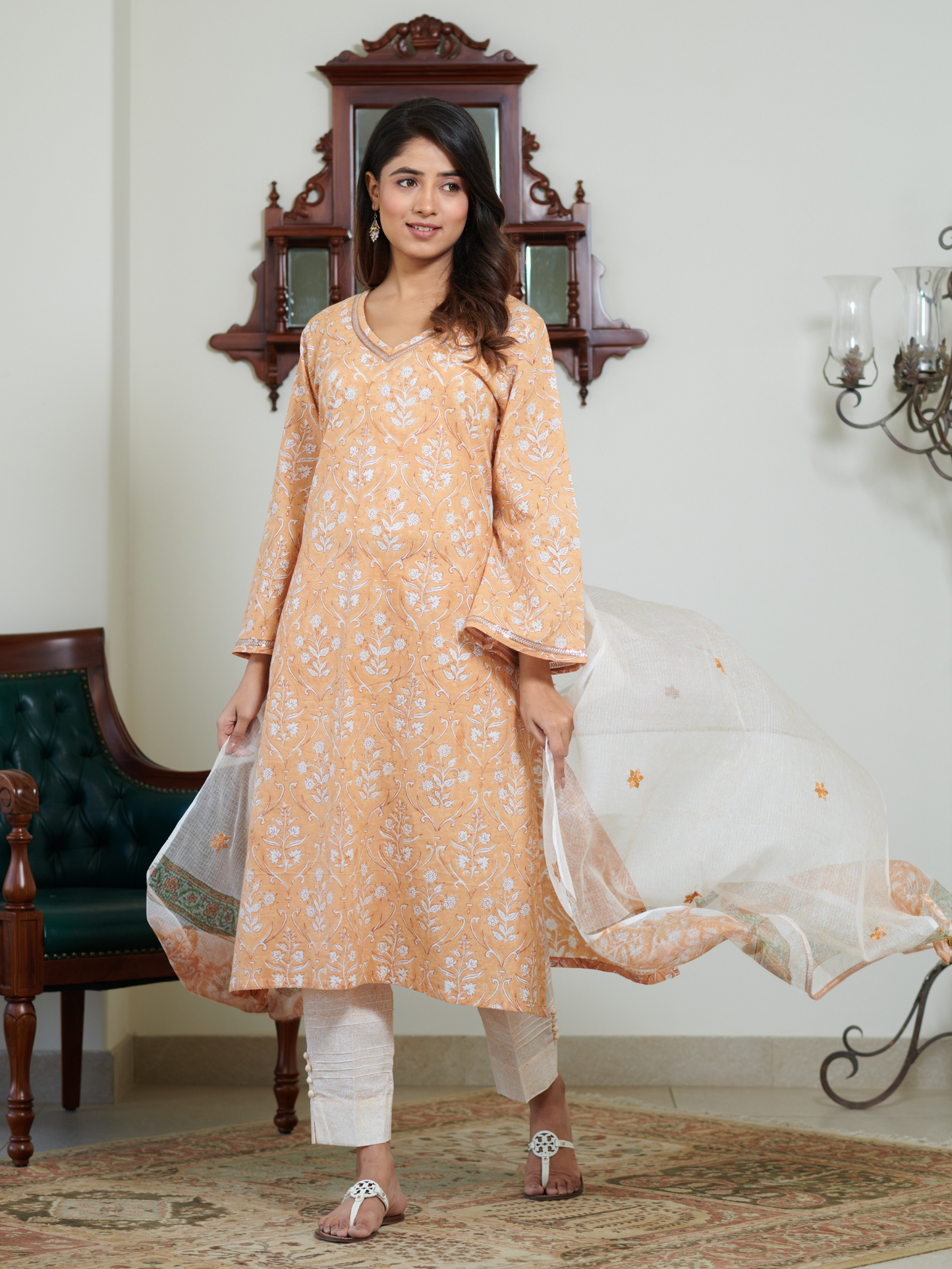 Saanvi Pastel Peach Buti Kurta Set