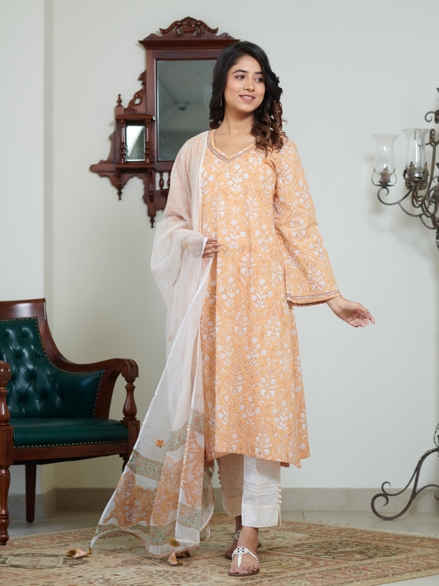 Saanvi Pastel Peach Buti Kurta Set