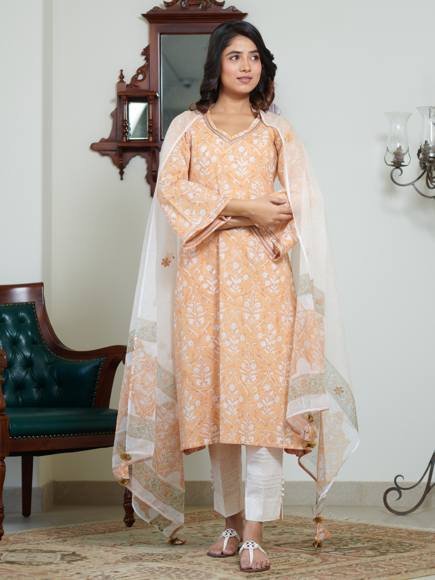 Saanvi Pastel Peach Buti Kurta Set