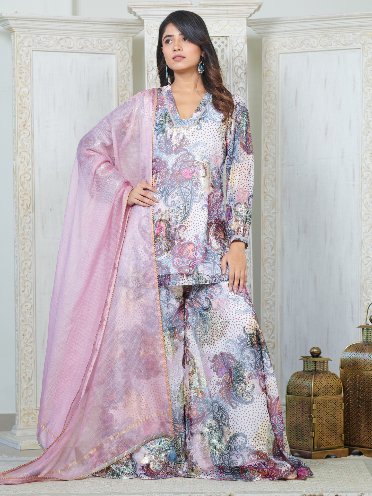 Arisha Brocade Kurta and Sharara Set