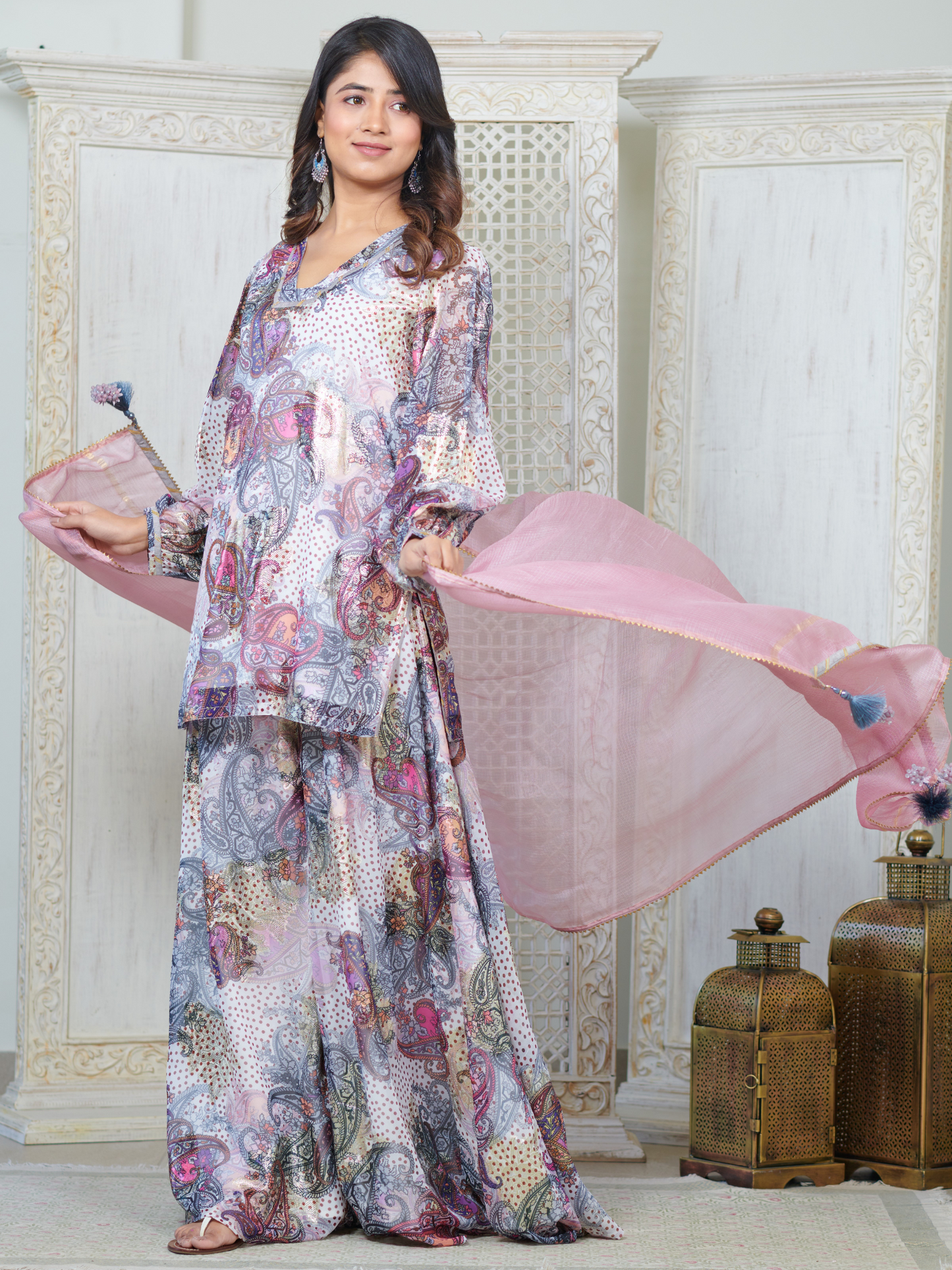 Arisha Brocade Kurta and Sharara Set