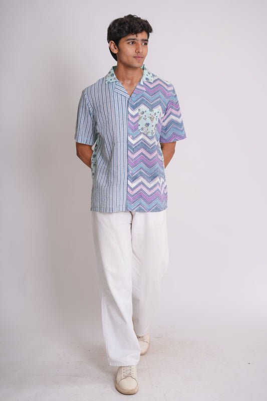 Kiaan Hand Block Printed Patch Worked Shirt