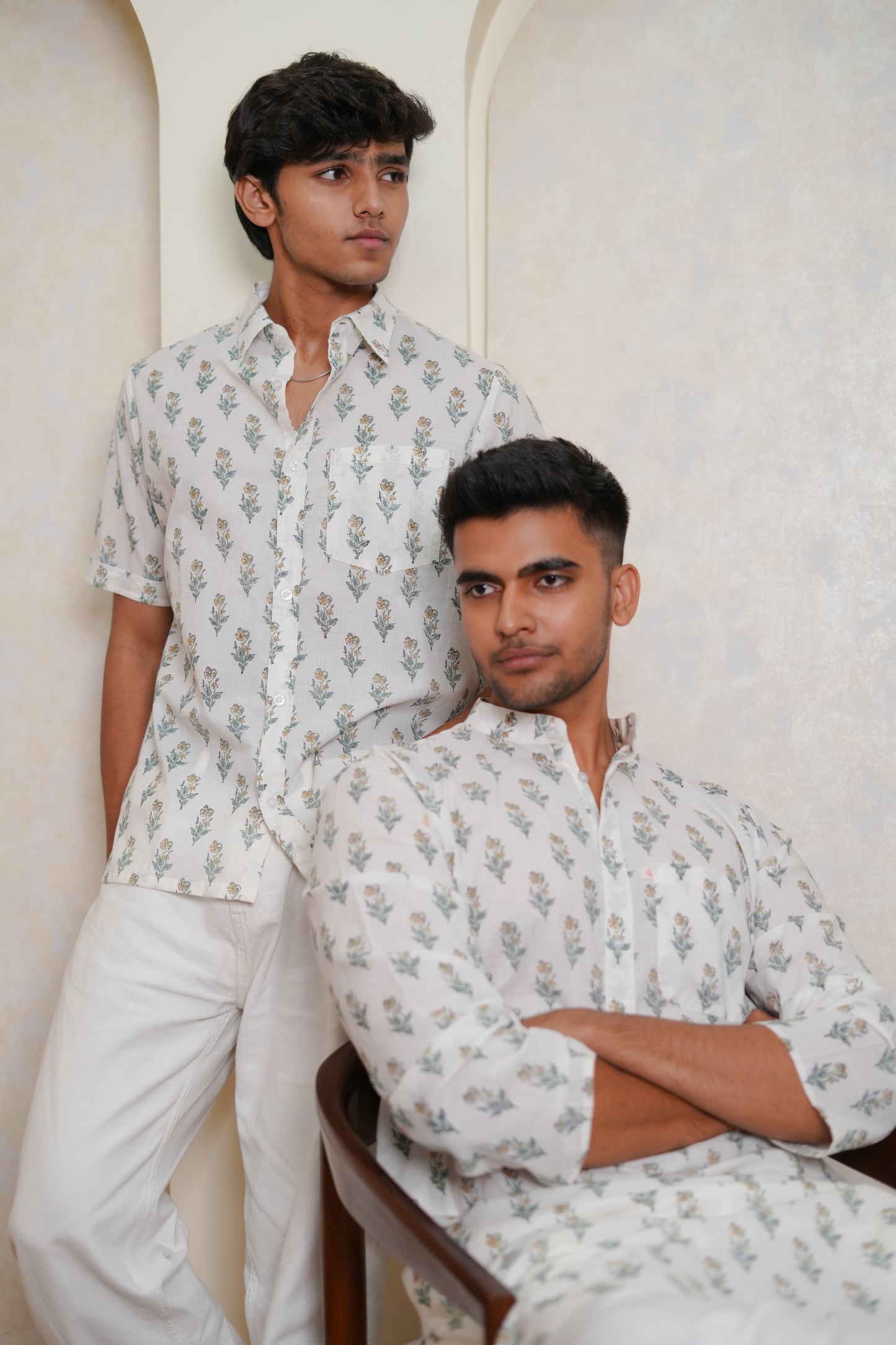 Yellow Saffron Hand Block Printed Buti Shirt