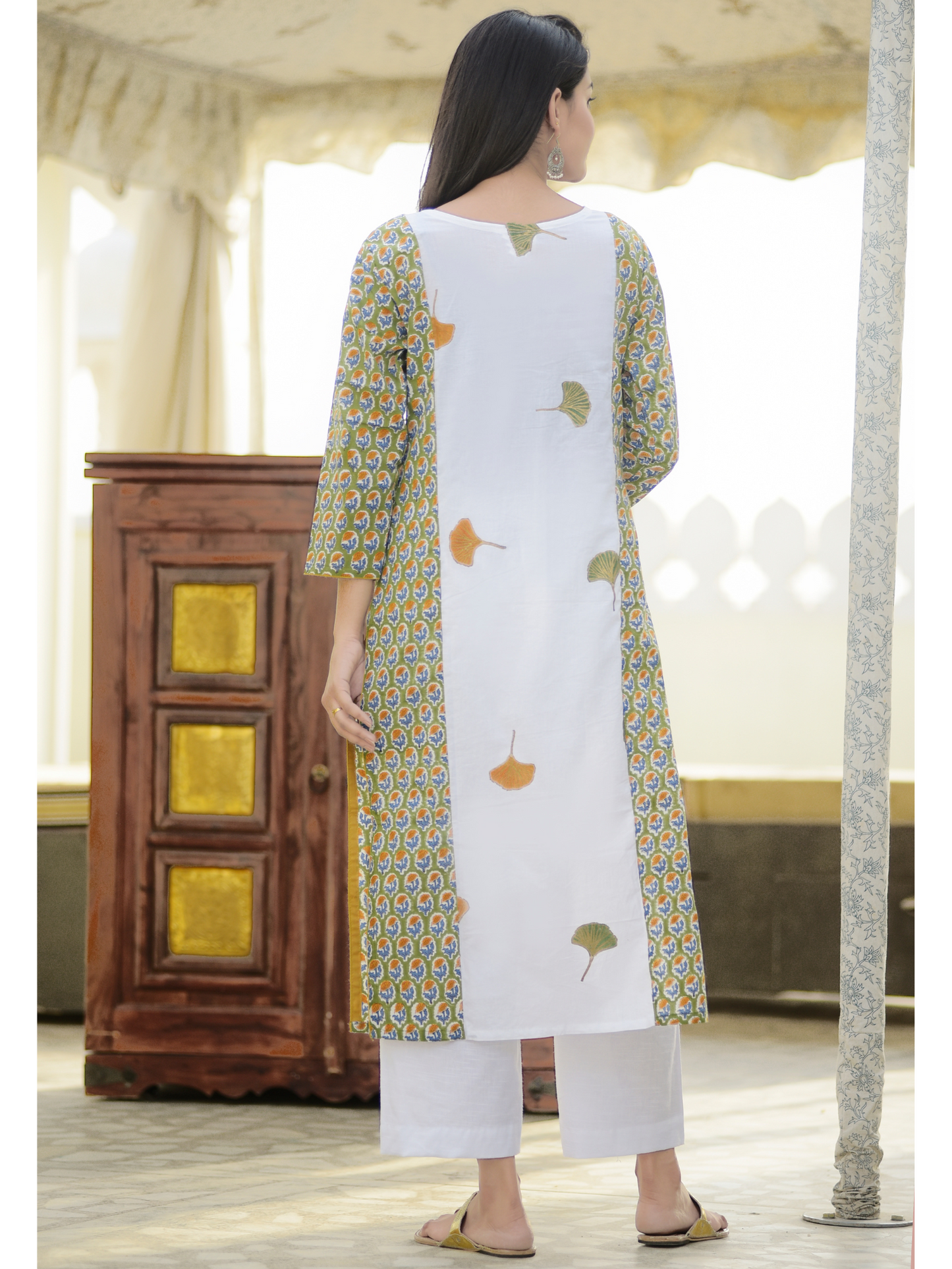 Hand Block Leaf Printed Kurta