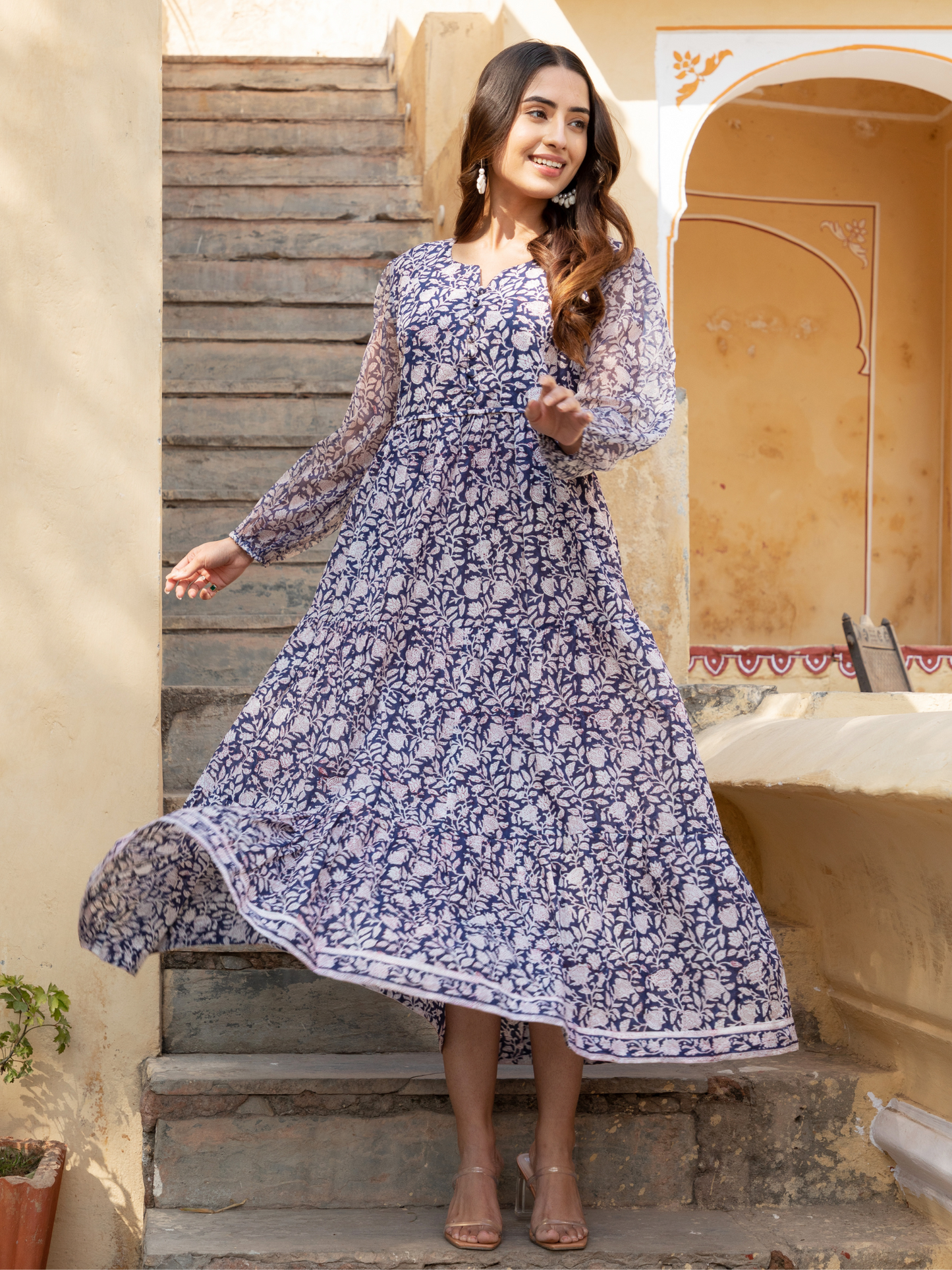 Indigo Blue Tiered Dress