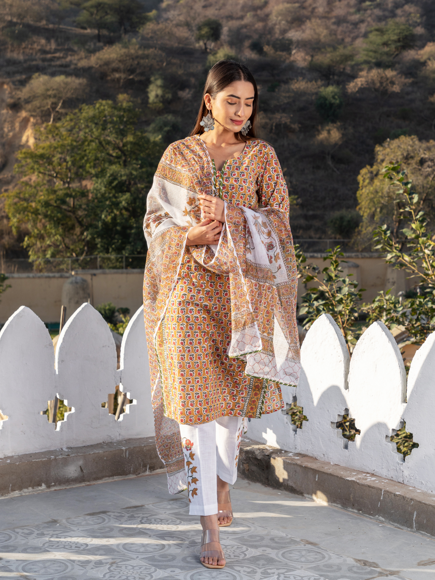 Navya Mustard Buti Kurta Set