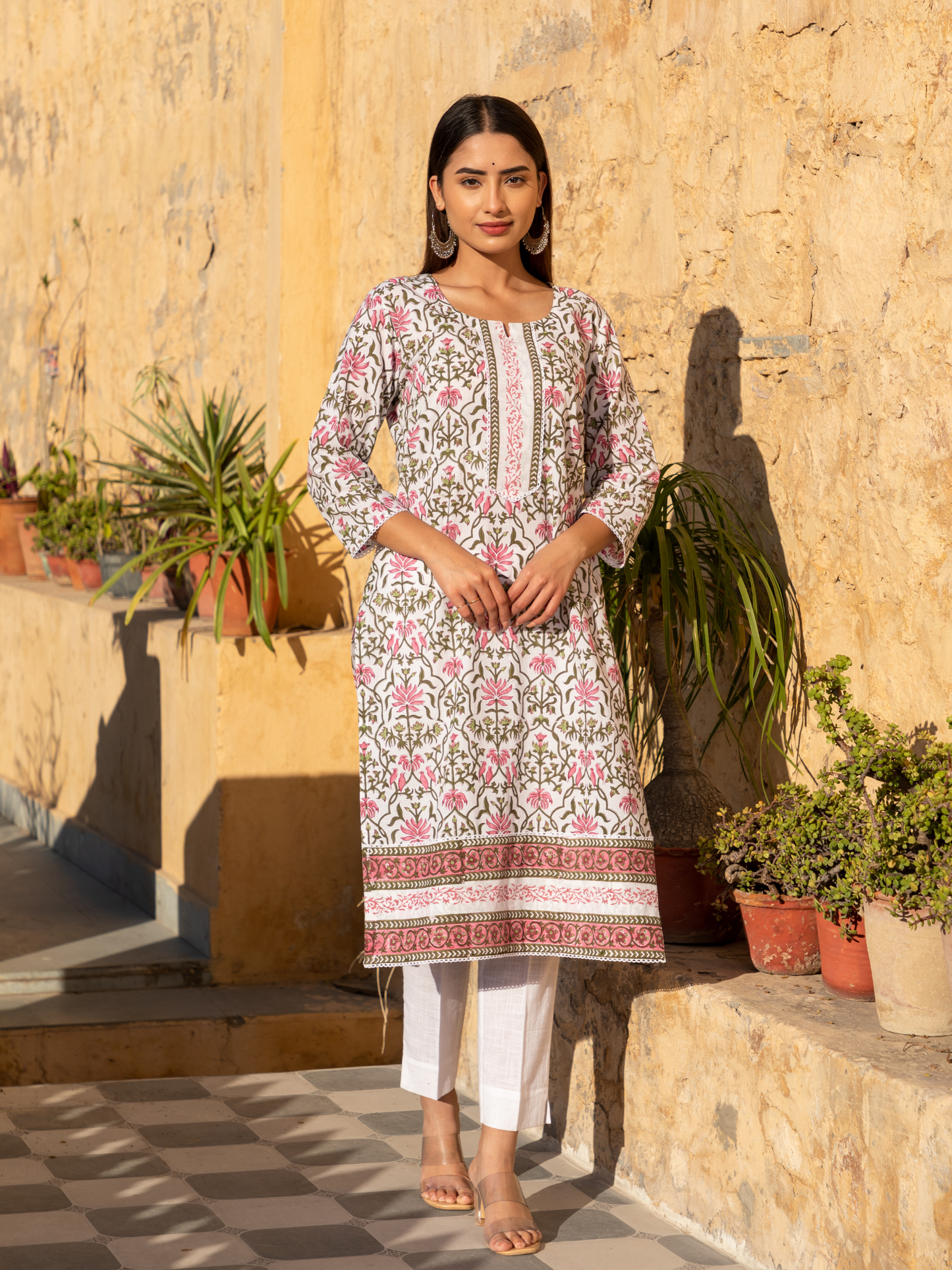 Pink Floral Jaal Baagh Collection Kurta Set