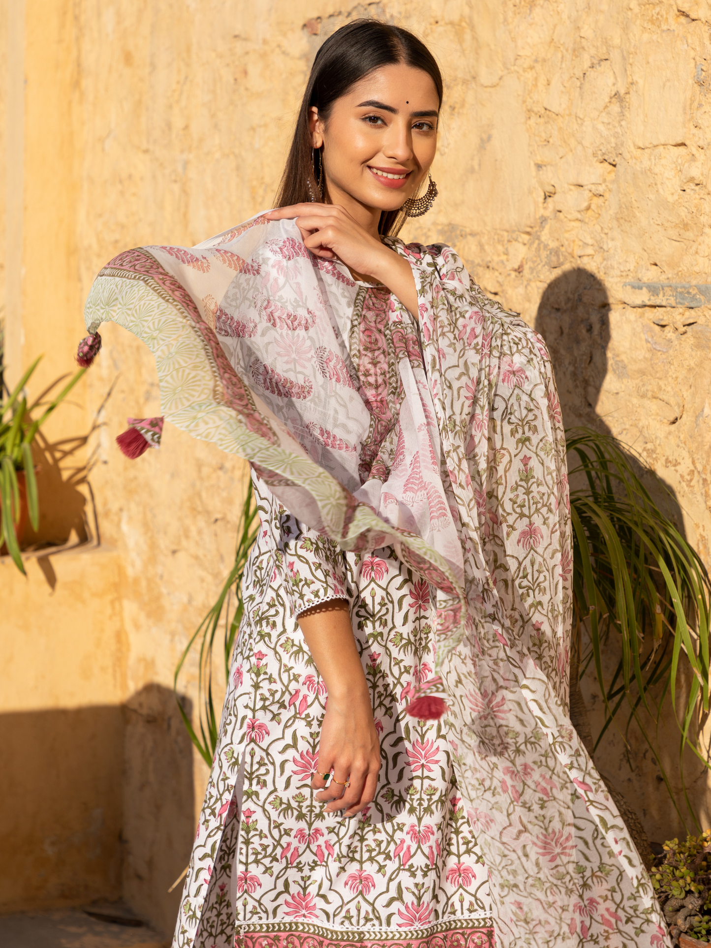 Pink Floral Jaal Baagh Collection Kurta Set