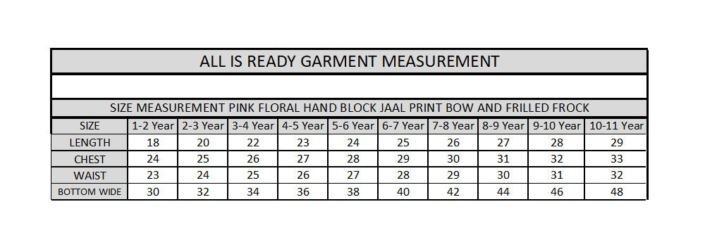 Pink Floral Hand Block Jaal Print Bow and Frilled Frock