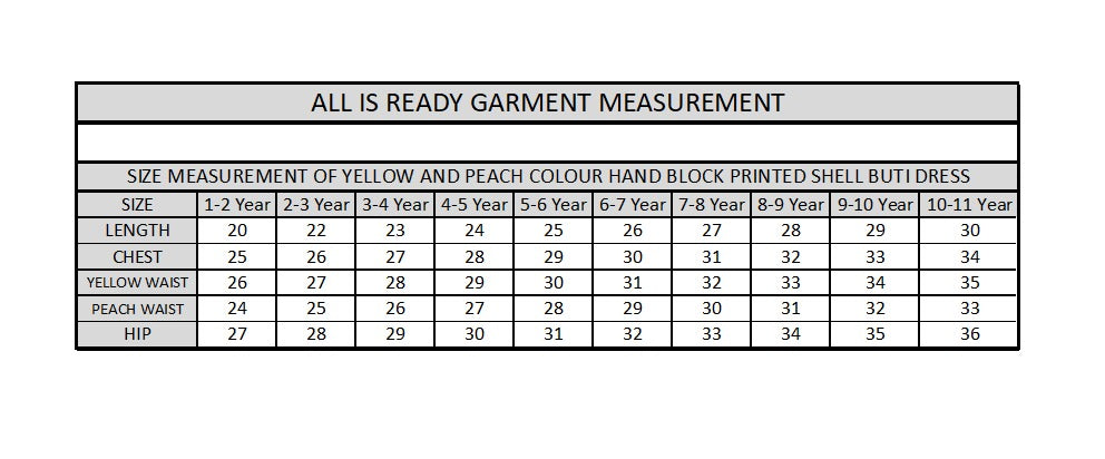 Yellow and Peach Colour Hand Block Printed Shell Buti Dress