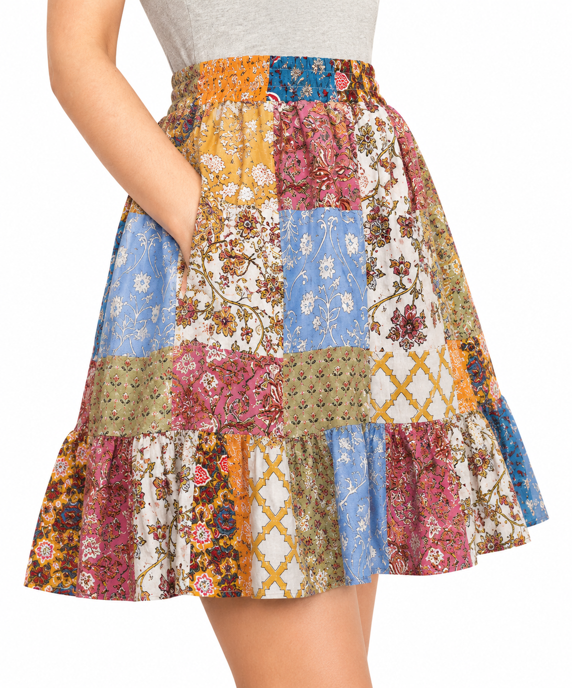 Patchwork Ruffle Skirt