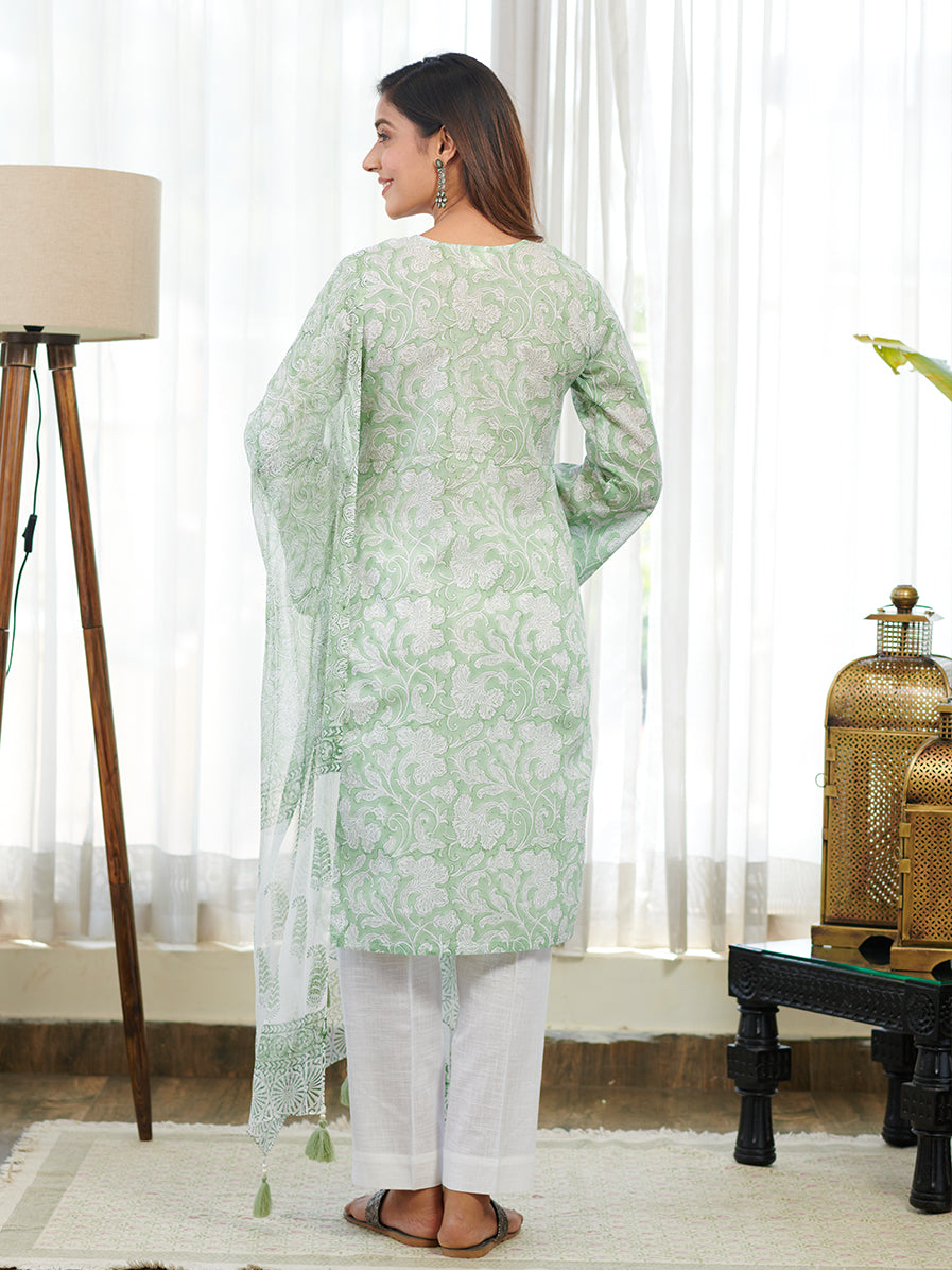 Taabir Mint Green Jaal Kurta Set