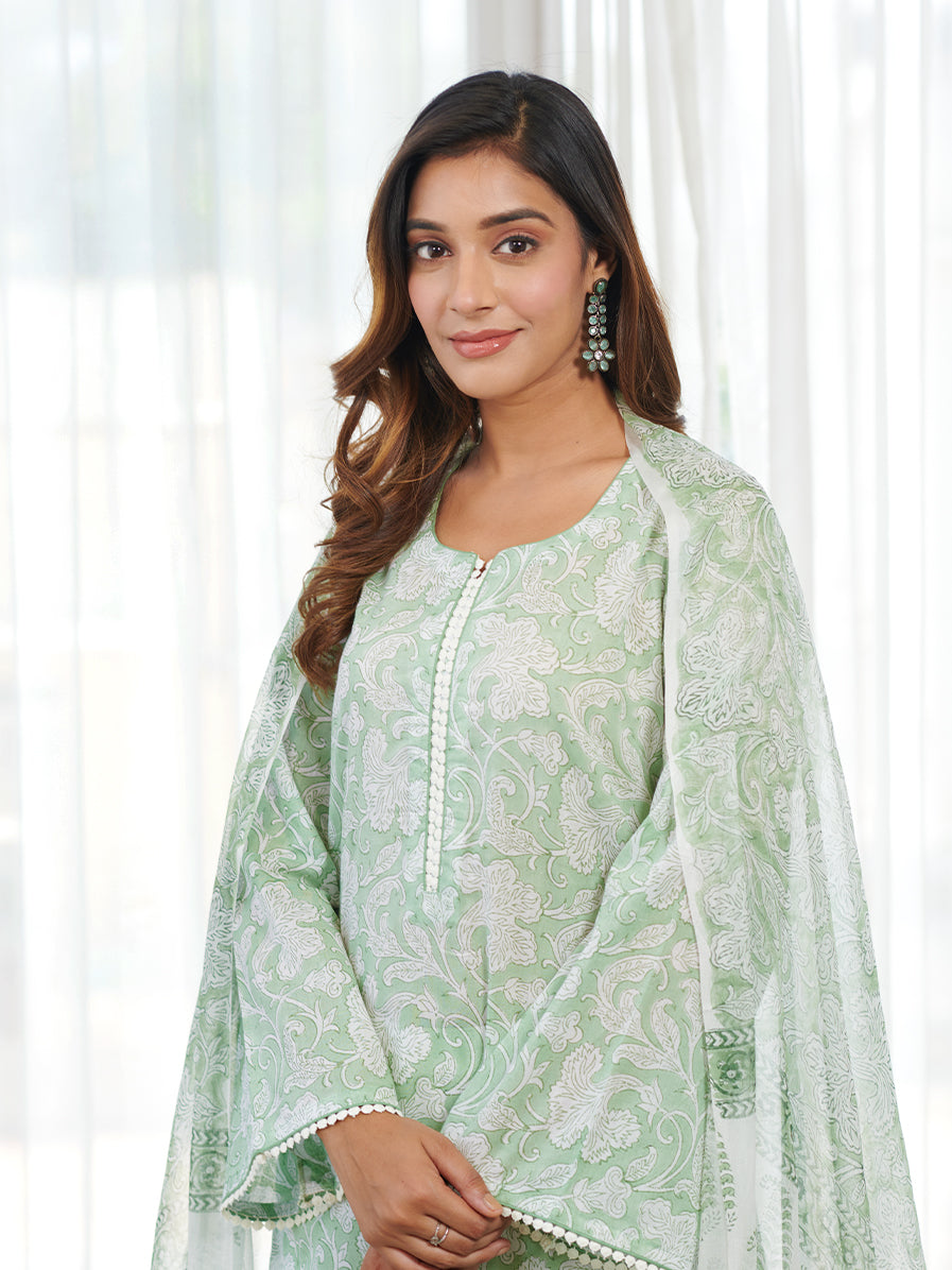 Taabir Mint Green Jaal Kurta Set