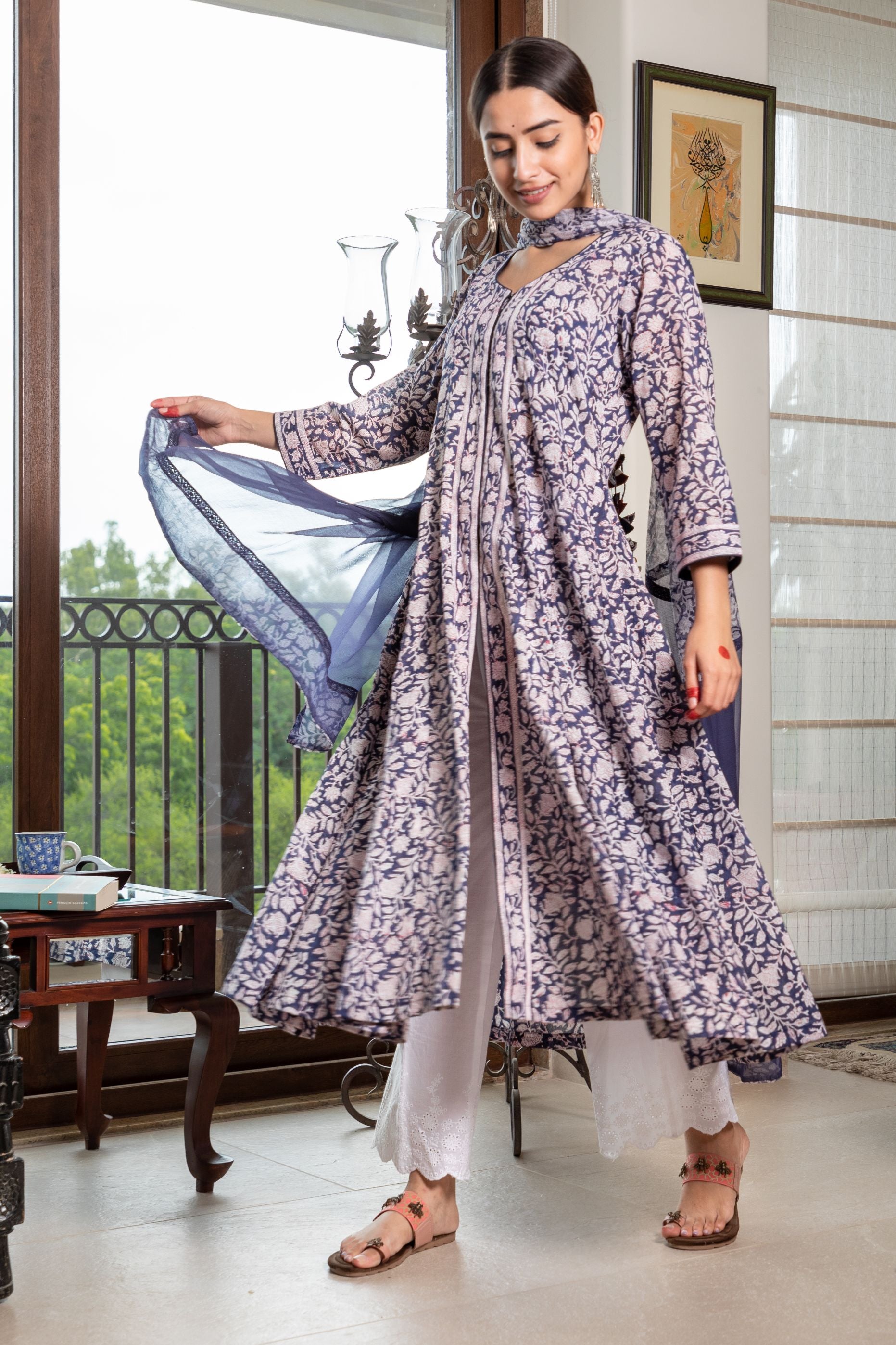 Indigo Blue Baagh Collection Kurta & Dupatta