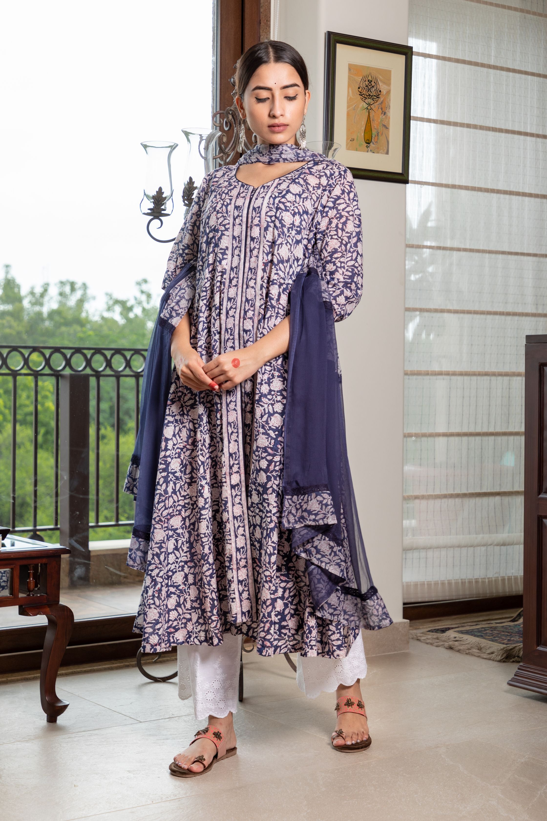 Indigo Blue Baagh Collection Kurta & Dupatta