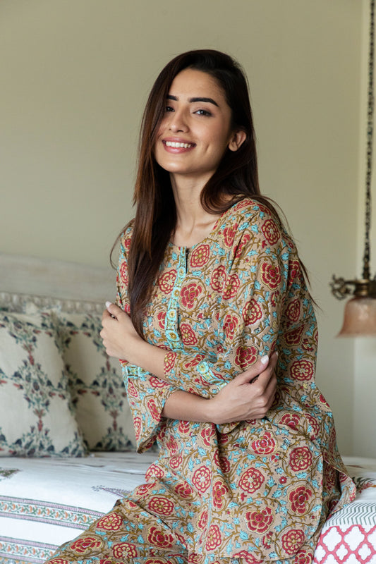 Tortilla Brown Loungewear Kurta and Pyjama