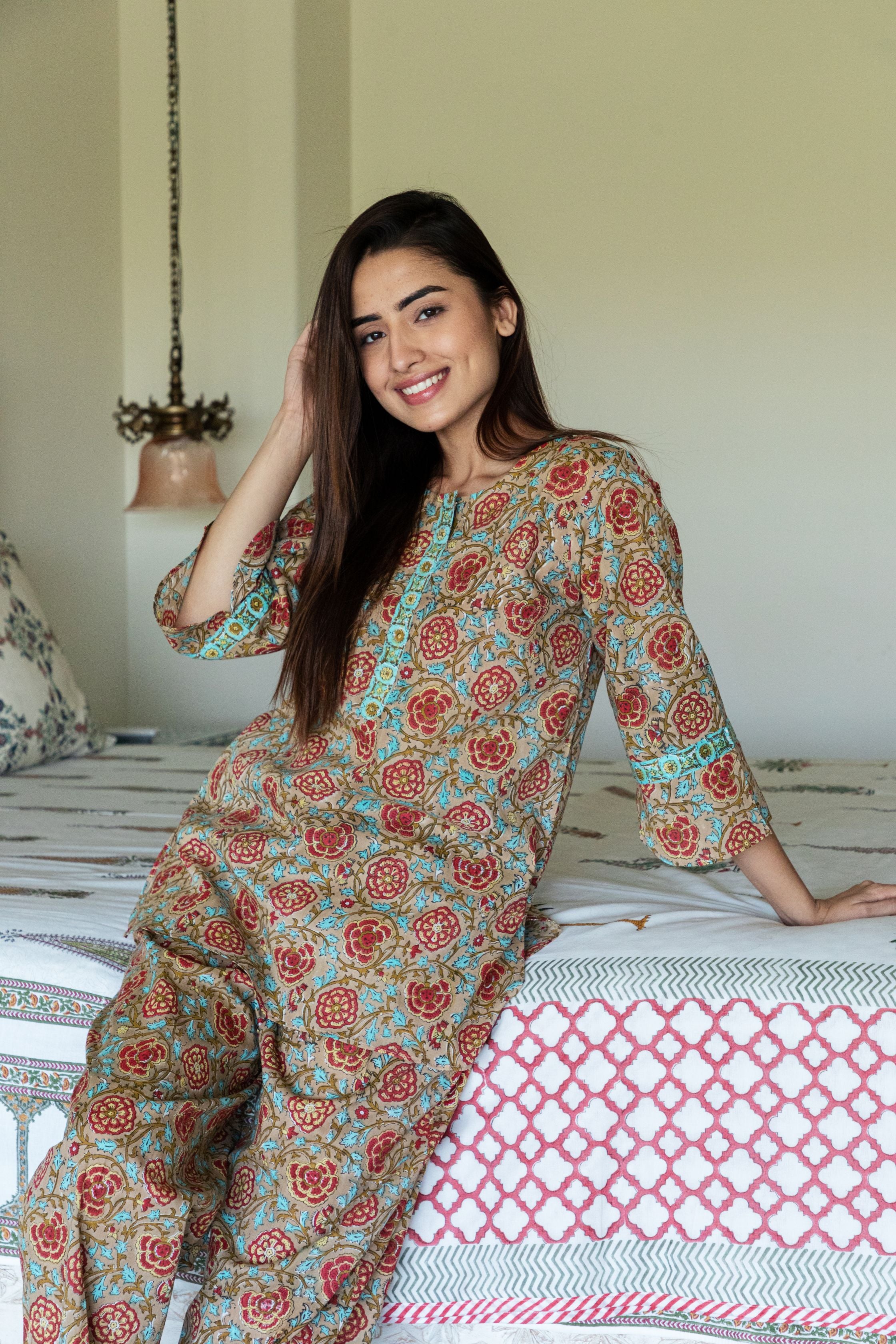 Tortilla Brown Loungewear Kurta and Pyjama