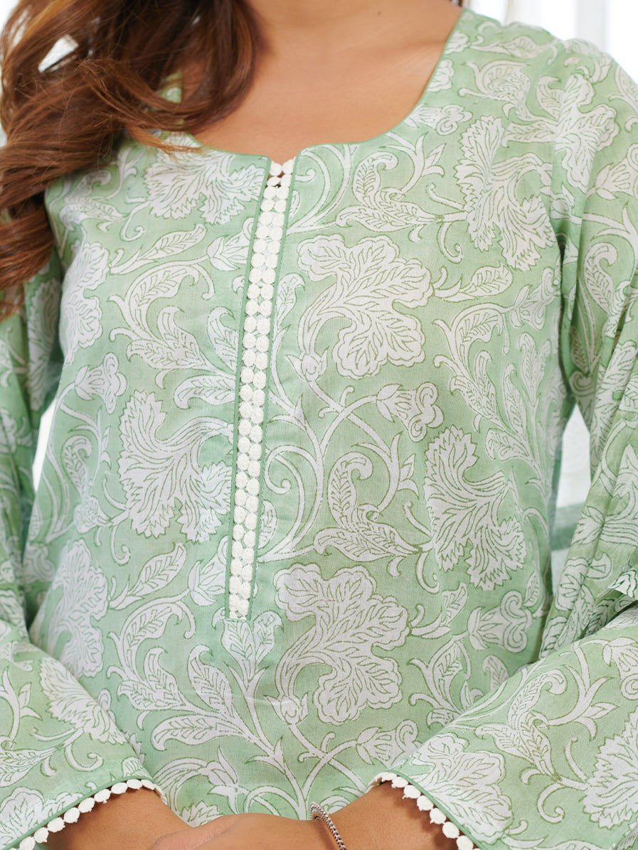 Taabir Mint Green Jaal Kurta Set