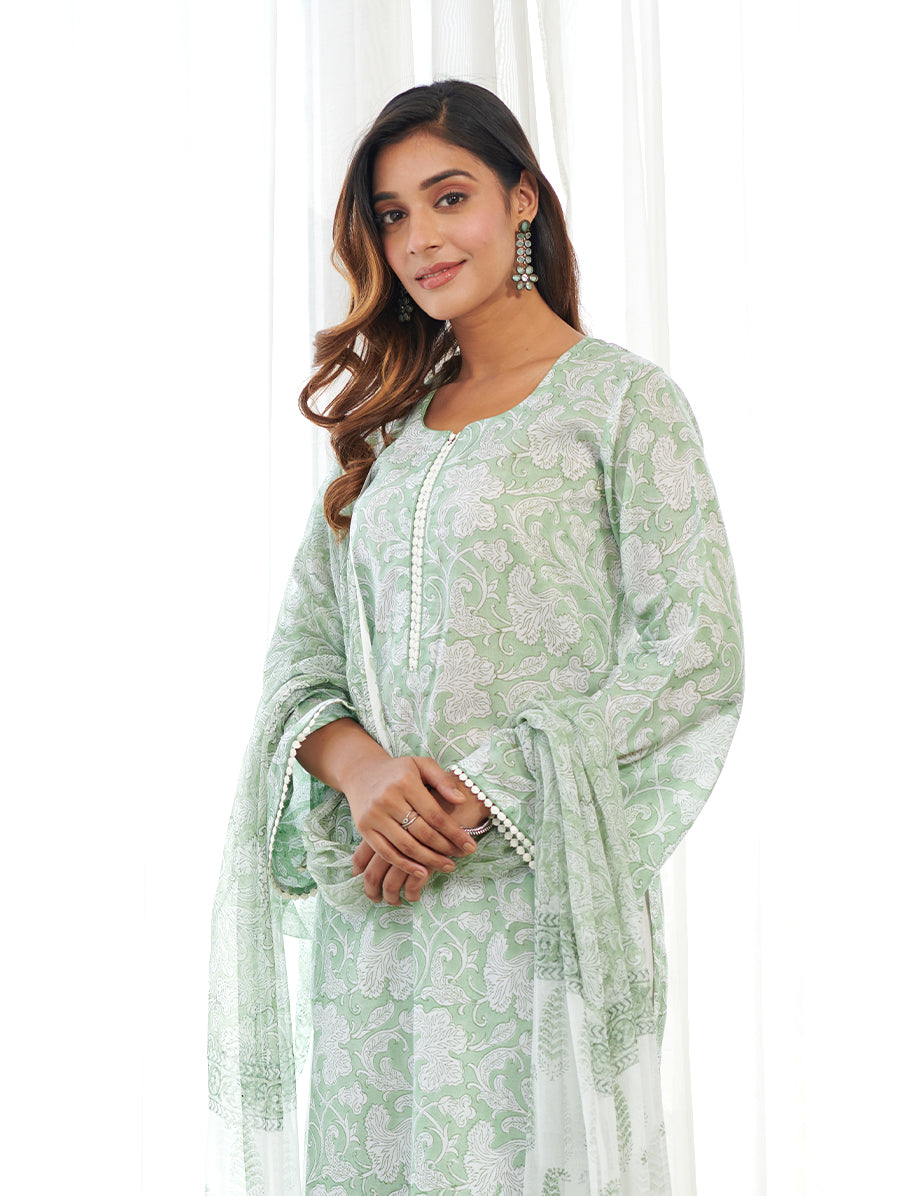 Taabir Mint Green Jaal Kurta Set