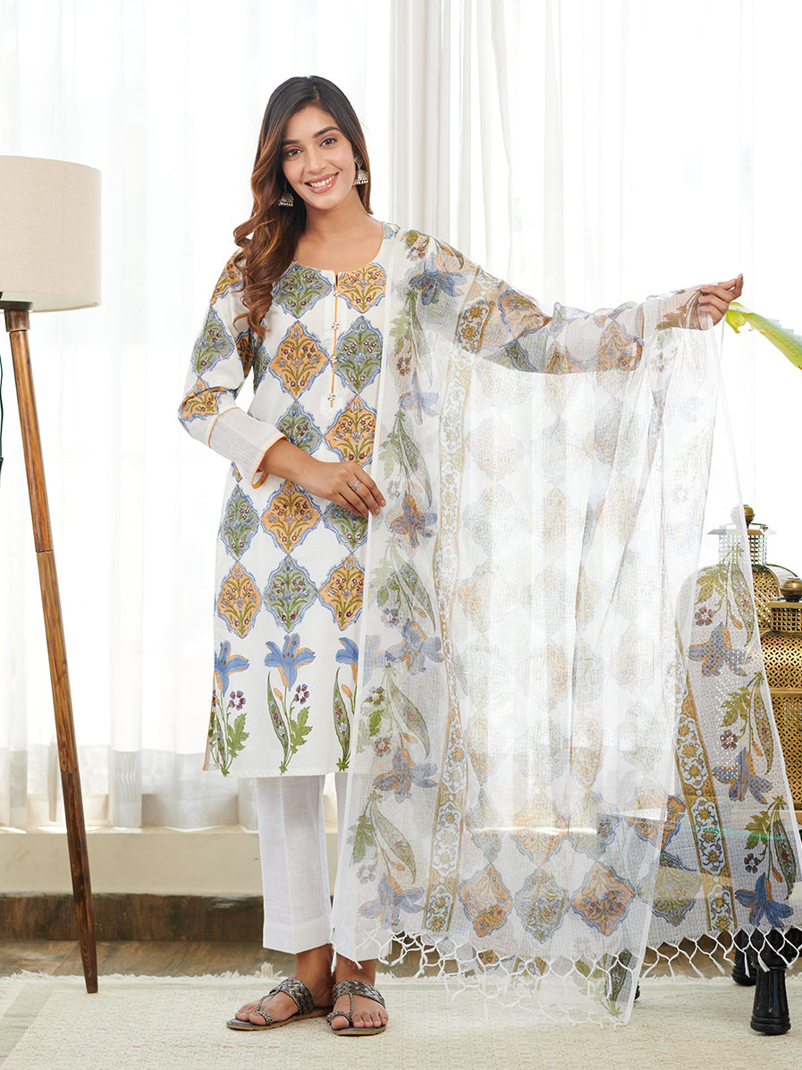 Amrita Mughal Block Print Buta Kurta Set