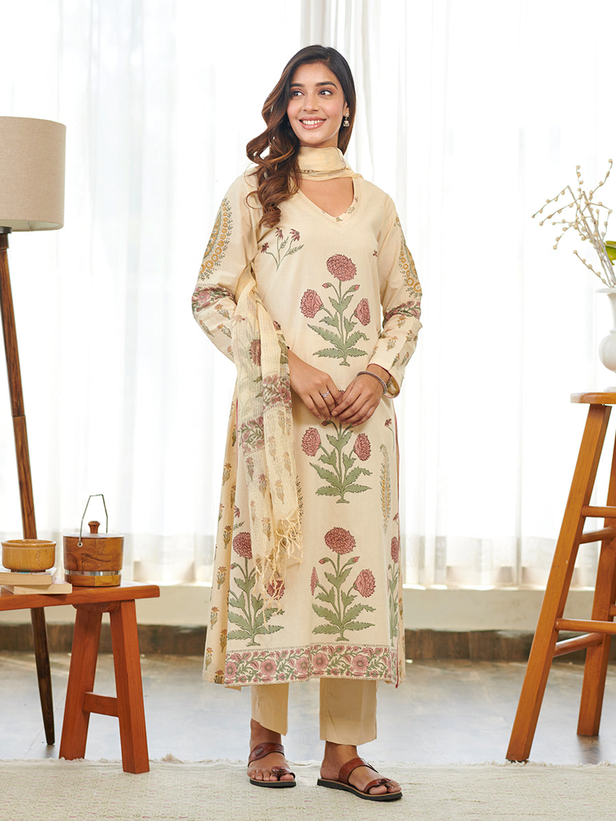 Gul Poppy Paisley Floral Buta Kurta Set