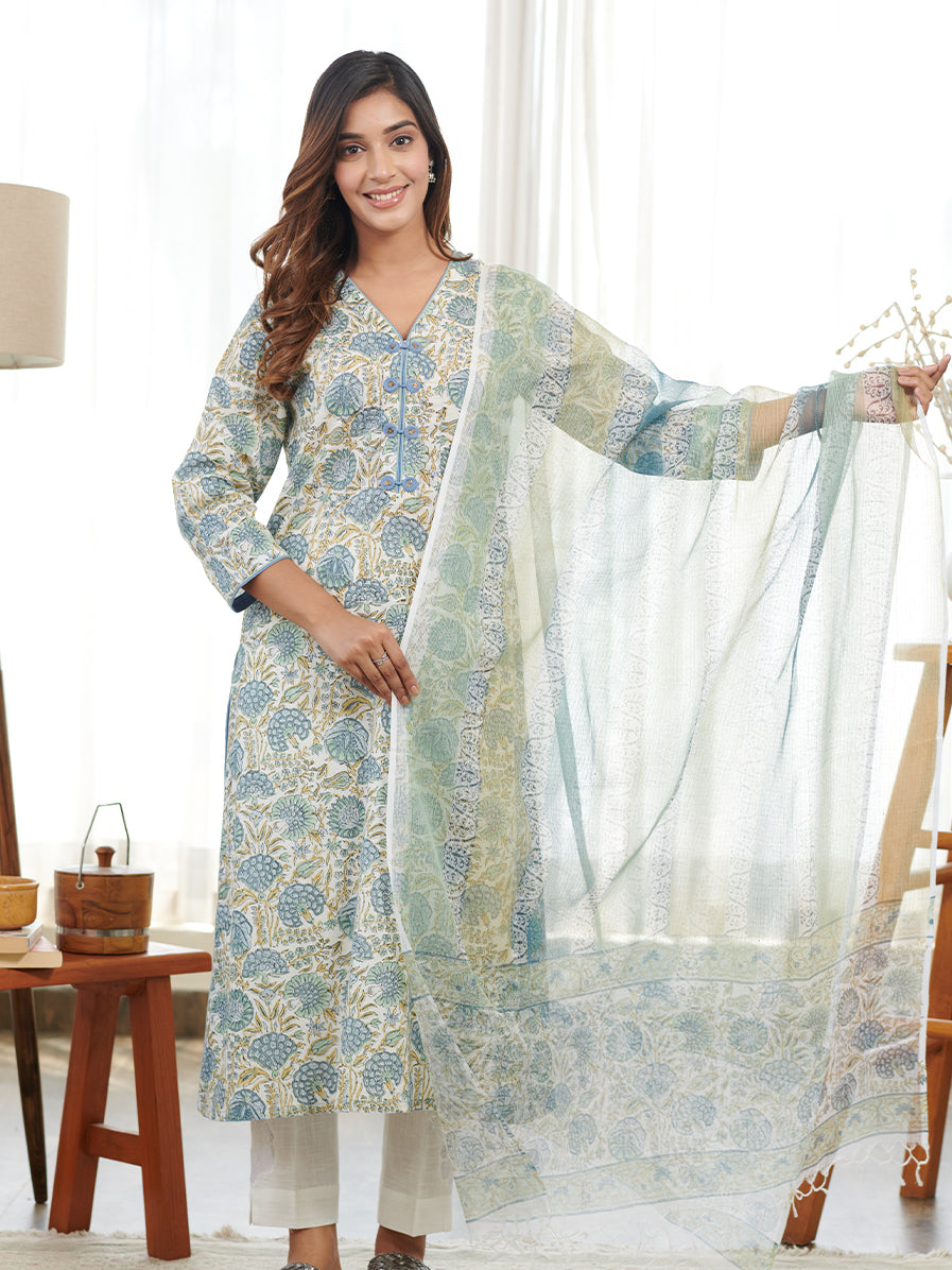 Vrindavan Sky Blue Spiral Kurta Set