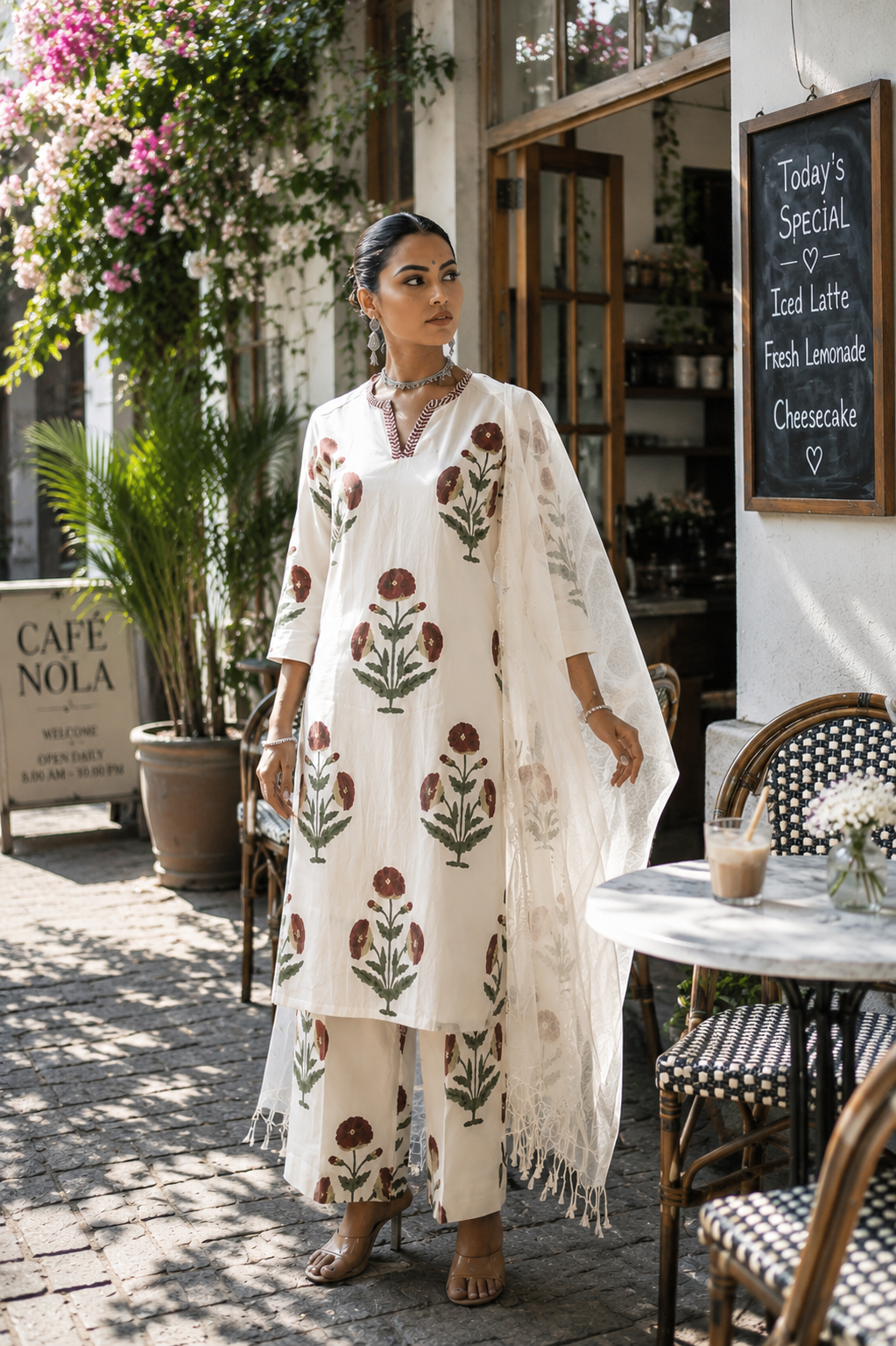 Zahra Hand Block Print 3 Piece Cotton Kurta Set