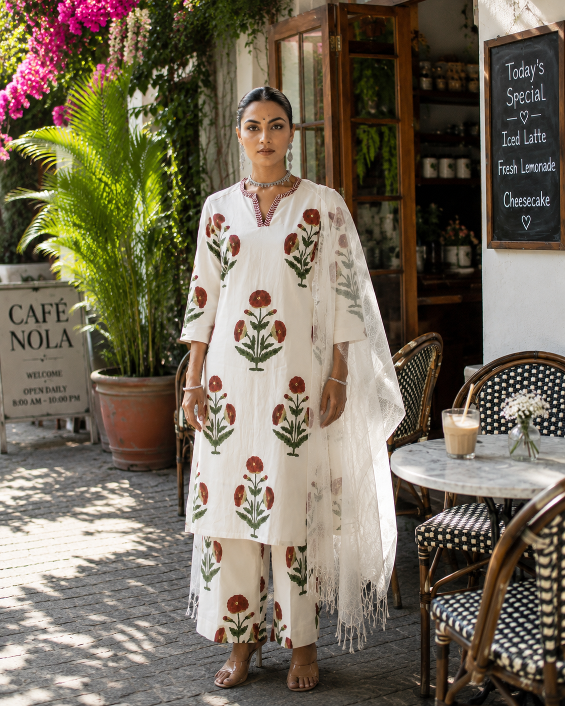 Zahra Hand Block Print 3 Piece Cotton Kurta Set