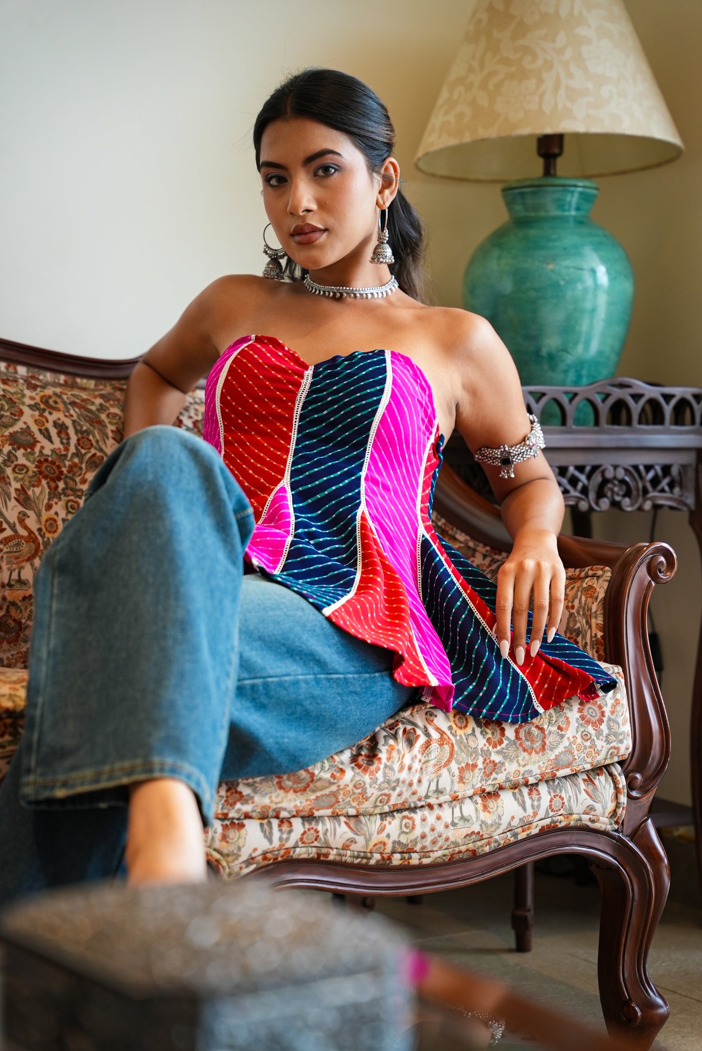 Mrinal leheriya print kali strap less top