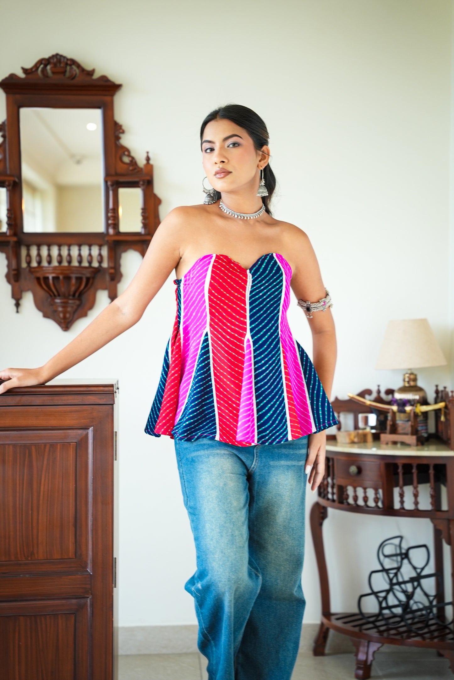 Mrinal leheriya print kali strap less top
