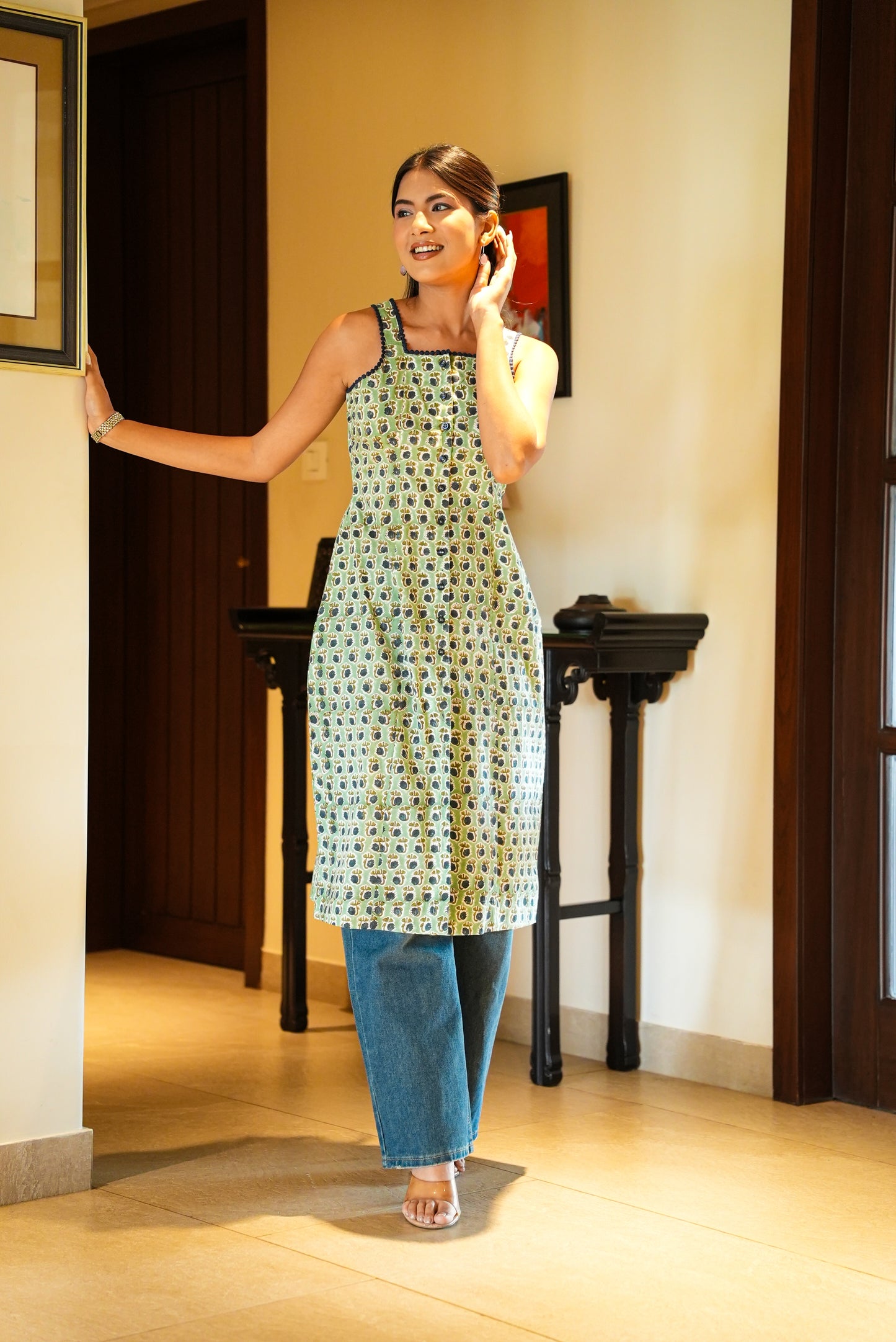 Elle hand block printed dress cum kurta