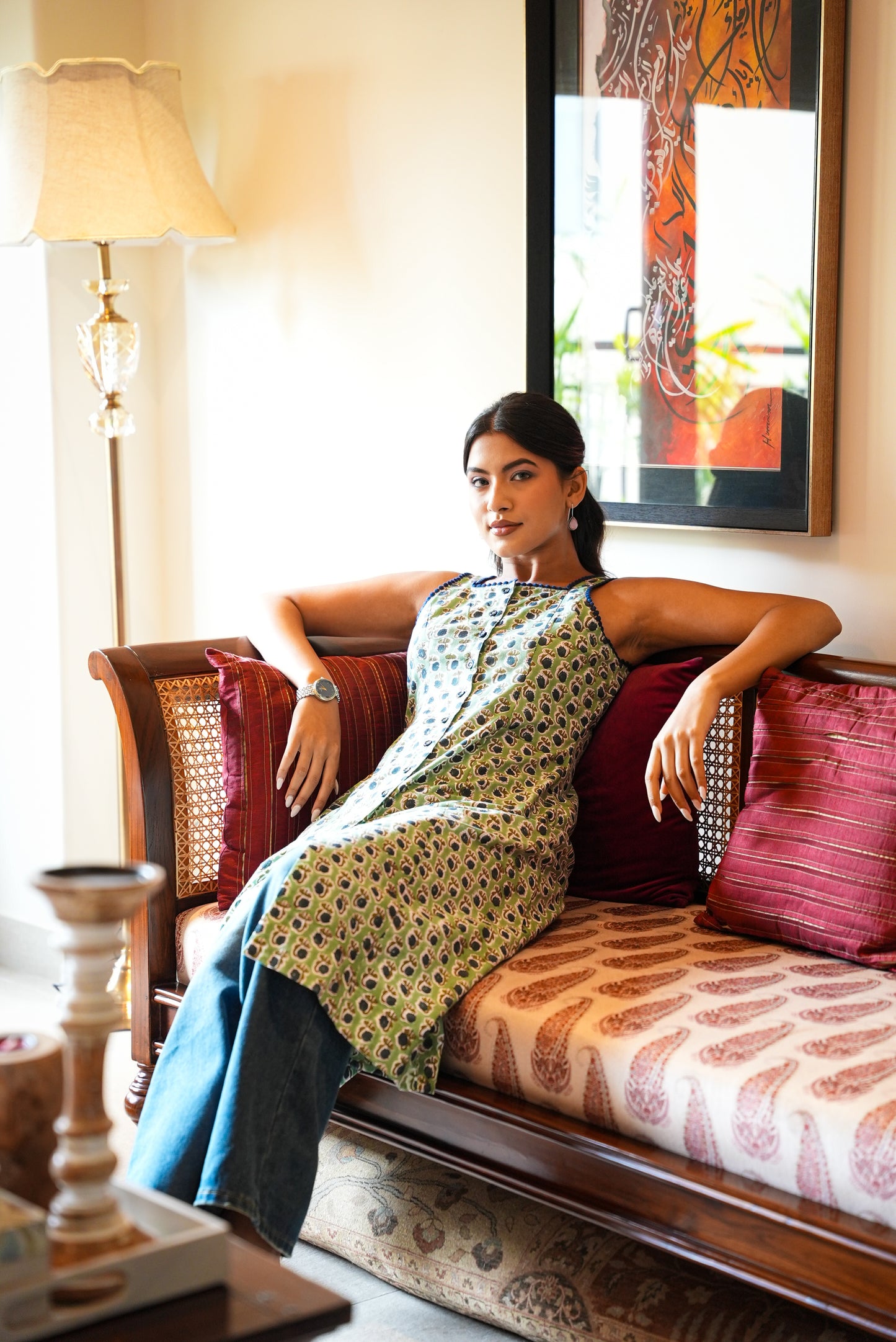 Elle hand block printed dress cum kurta