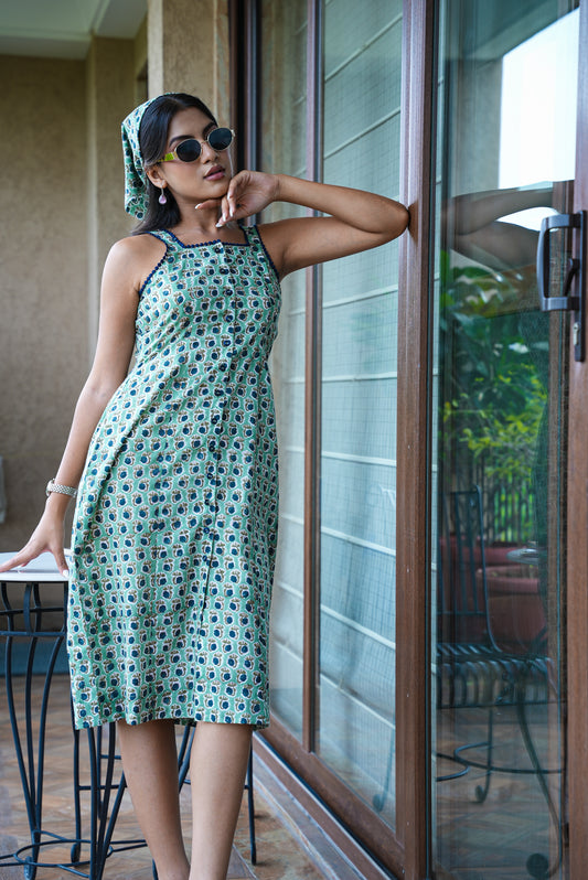 Elle hand block printed dress