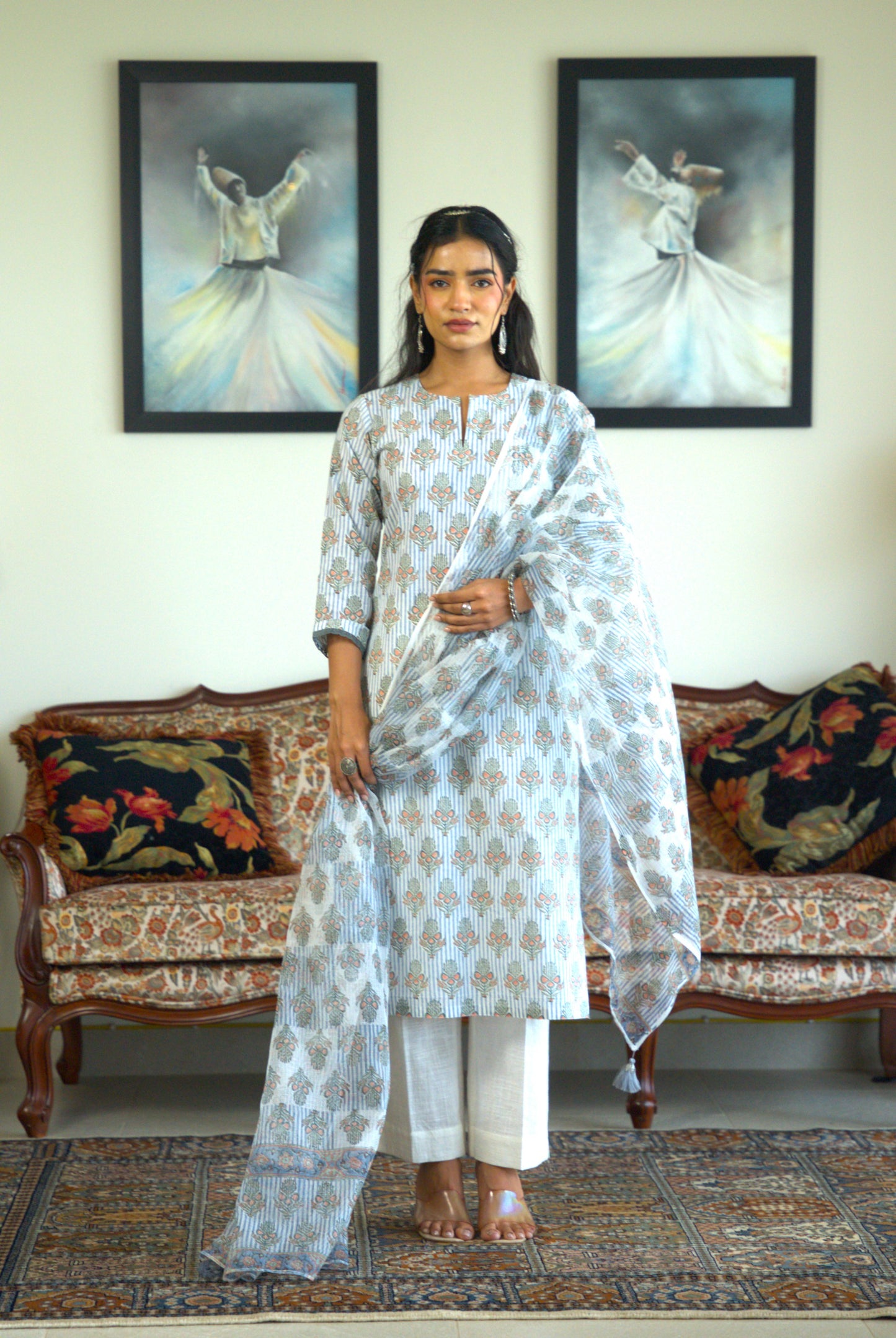 Nilaya Block Print Kurta & Dupatta