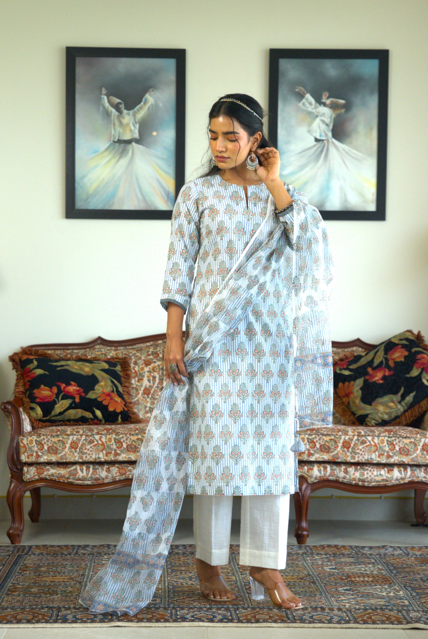 Nilaya Block Print Kurta & Dupatta