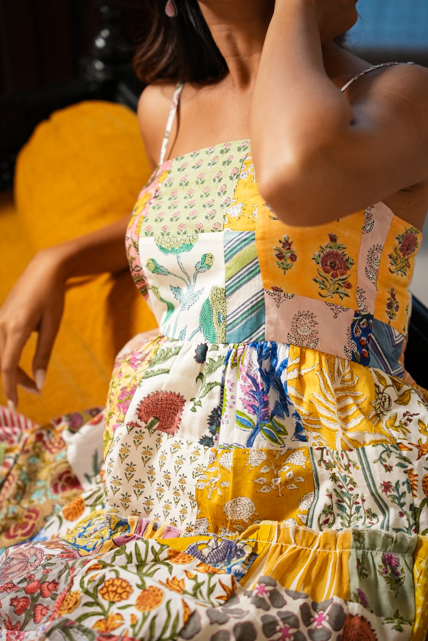 Kanika Patch work Spaghetti dress