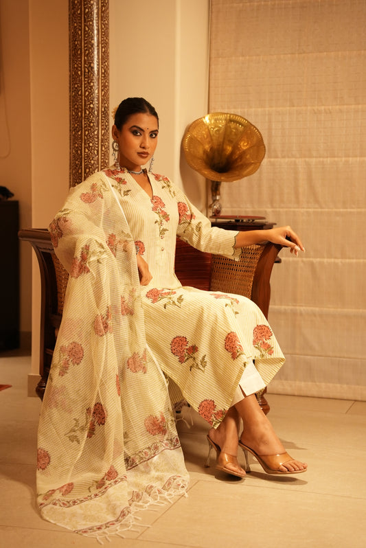 Gul hand block print kurta and dupatta