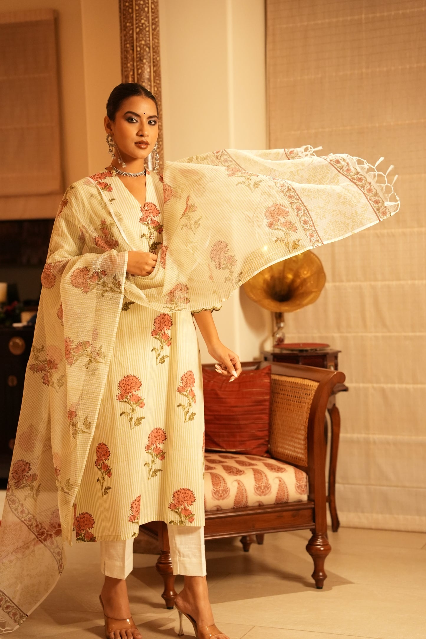 Gul hand block print kurta and dupatta